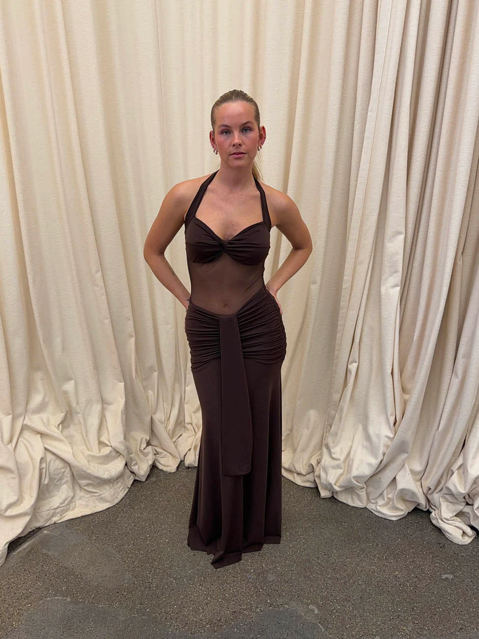 Lotina dress with tie detail - Brown 11 Lotina dress with tie detail - Brown