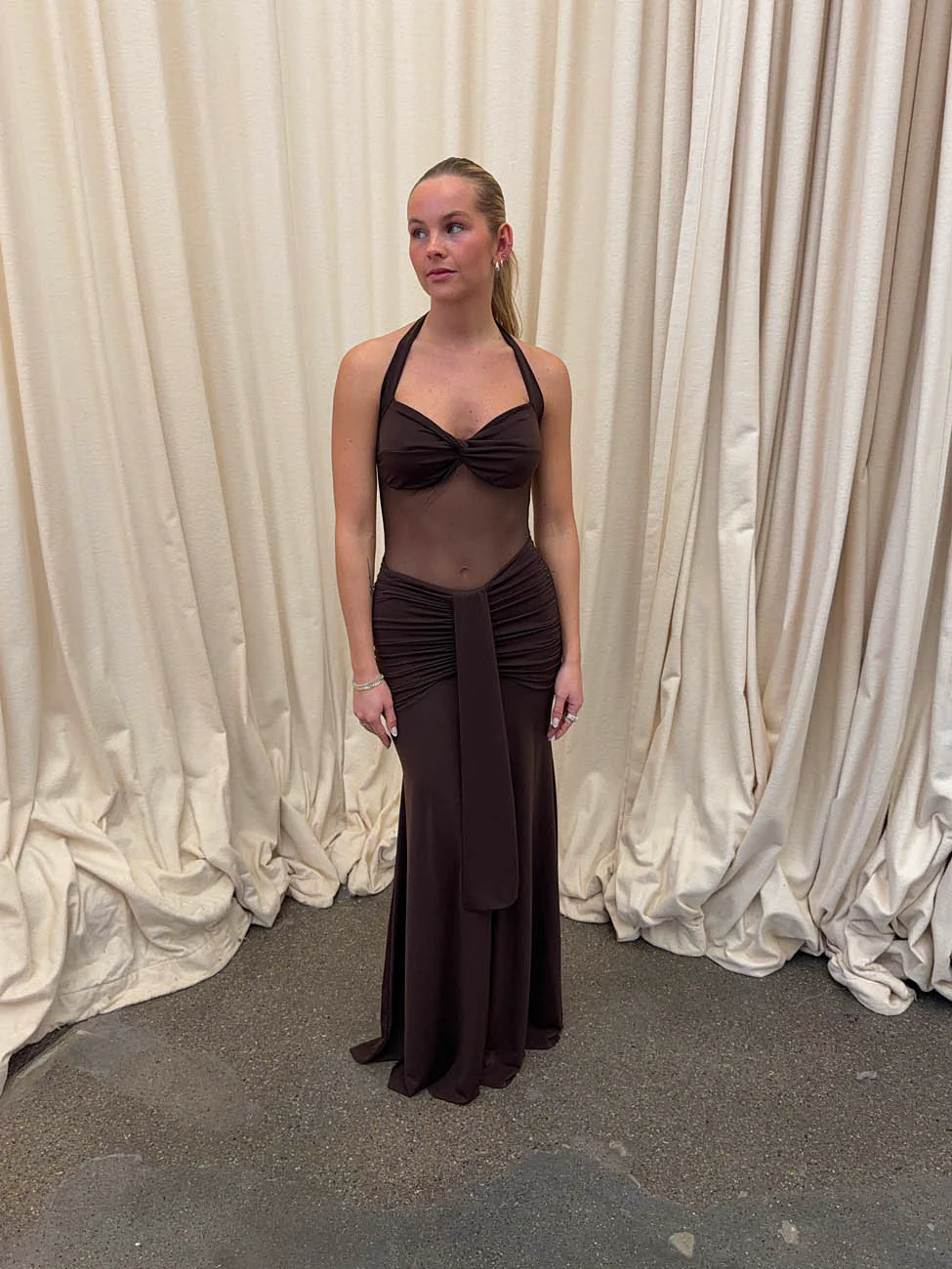 Lotina dress with tie detail - Brown 14 Lotina dress with tie detail - Brown