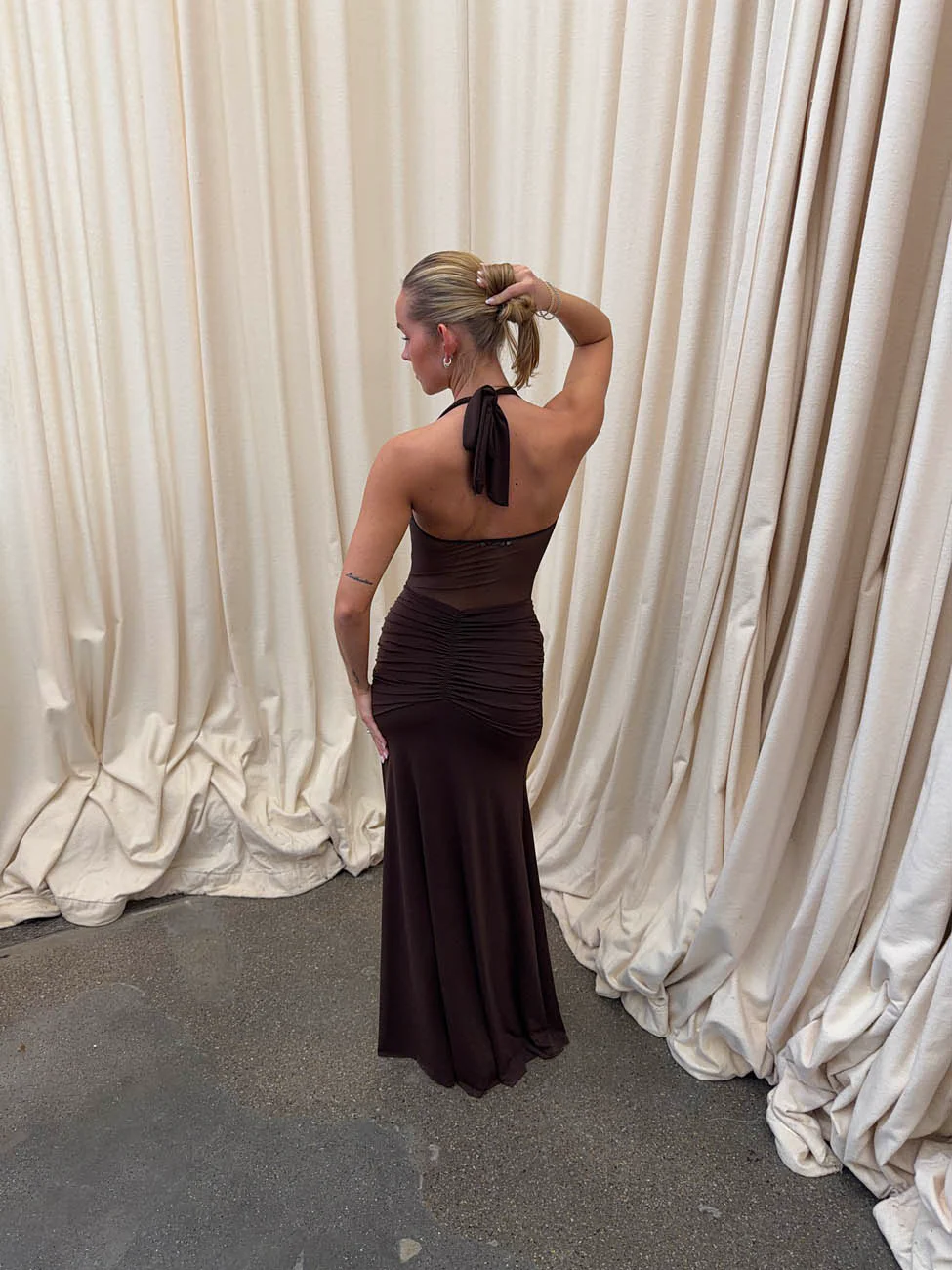 Lotina dress with tie detail - Brown 5 Lotina dress with tie detail - Brown