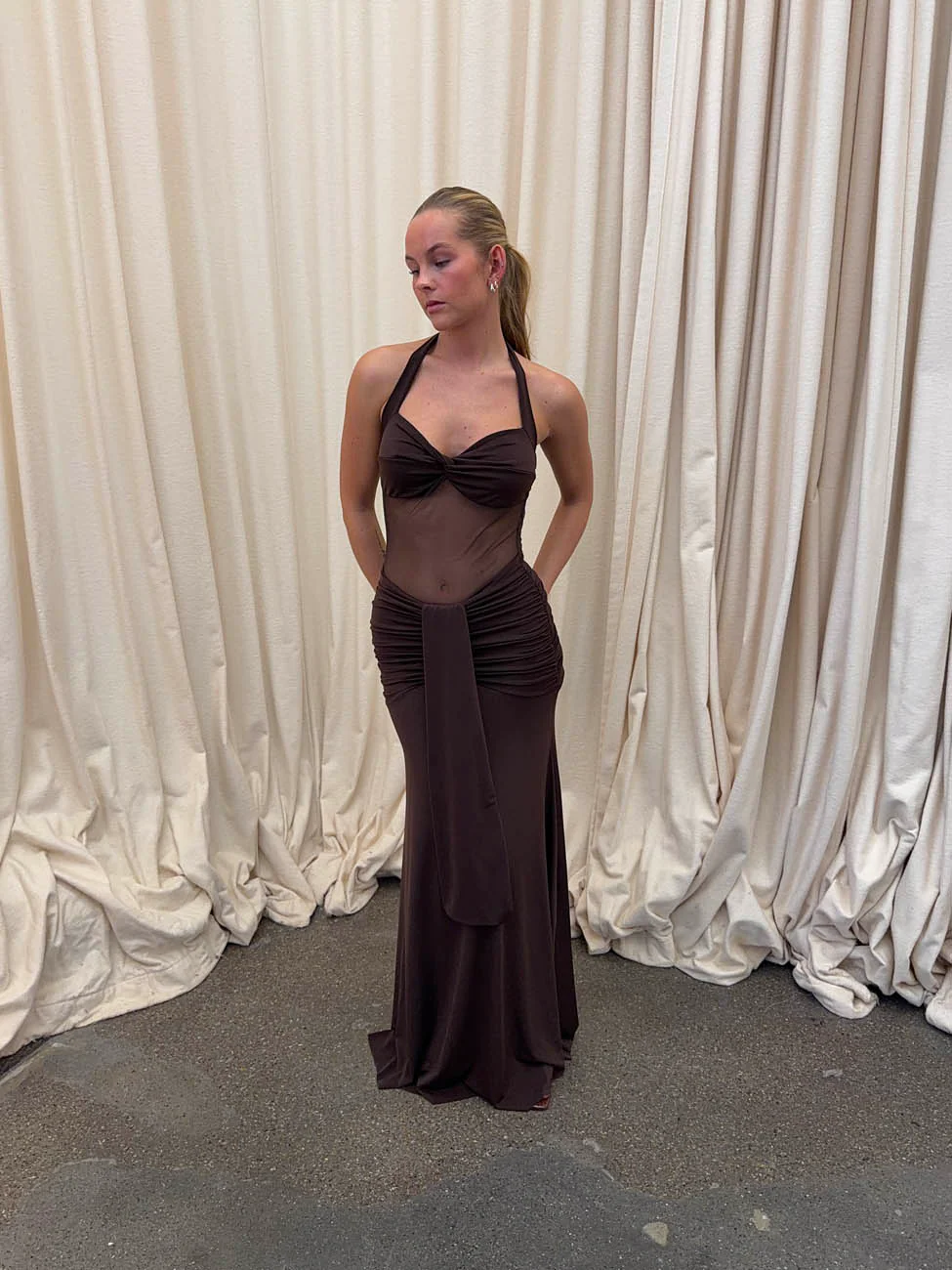 Lotina dress with tie detail - Brown 6 Lotina dress with tie detail - Brown
