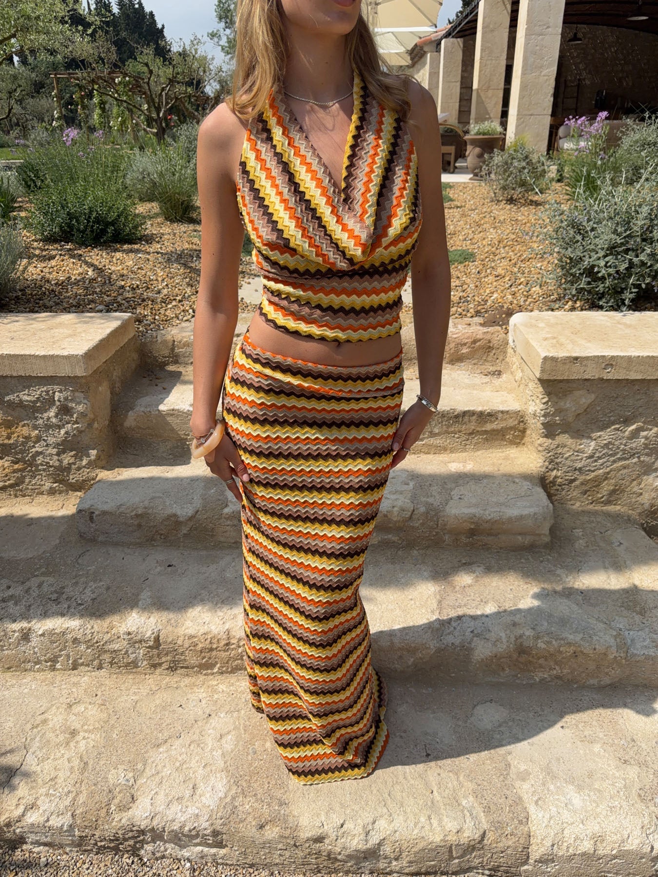 Sumara maxi skirt with pattern - Yellow/brown/orange 2 Sumara maxi skirt with pattern - Yellow/brown/orange