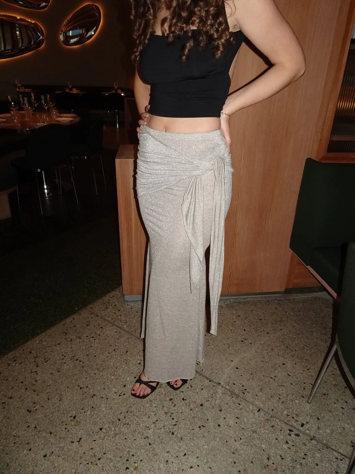 Eanie maxi skirt with glitter - Silver