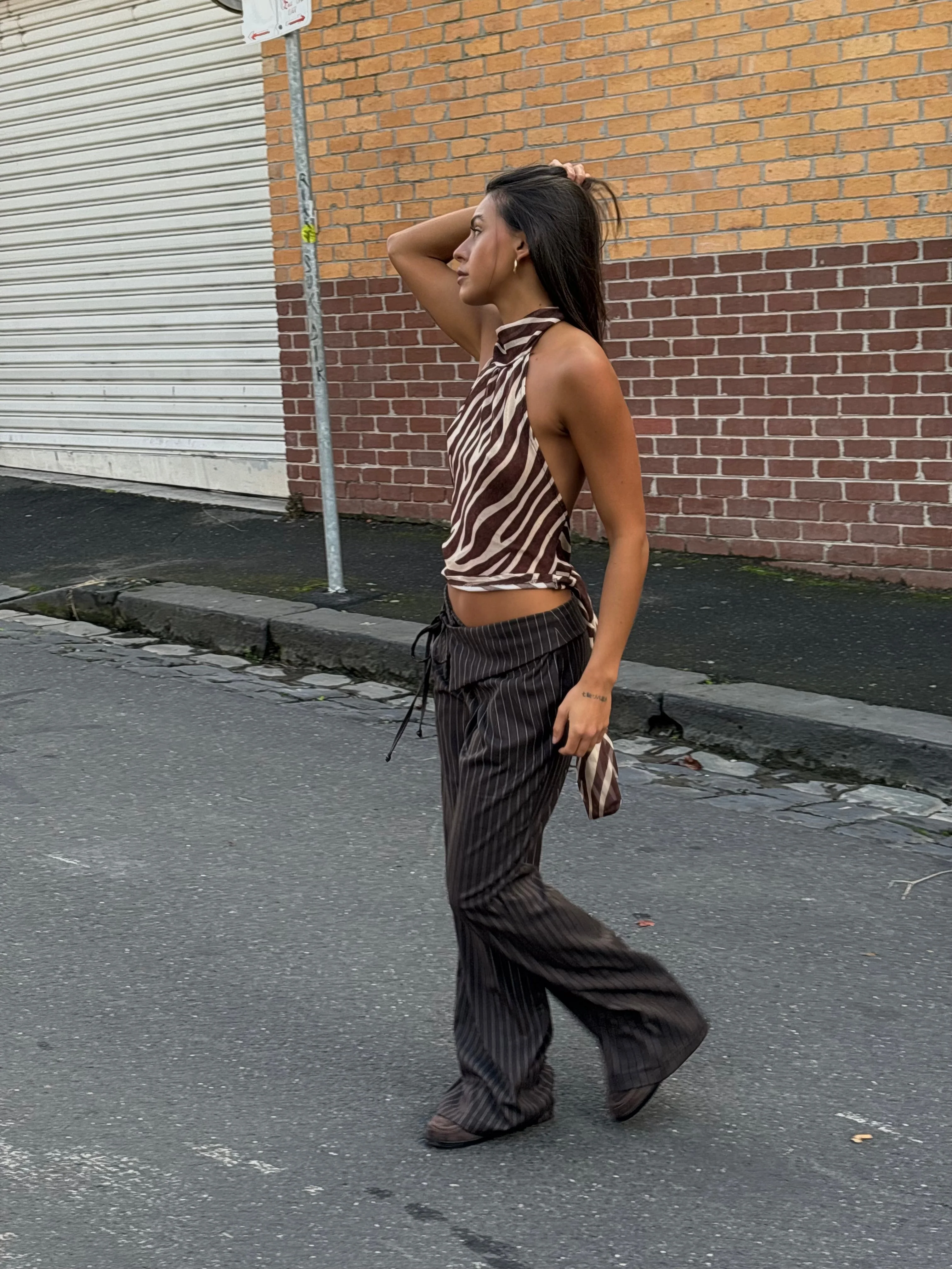 Zira top with animal print - Brown/beige 2 Zira top with animal print - Brown/beige