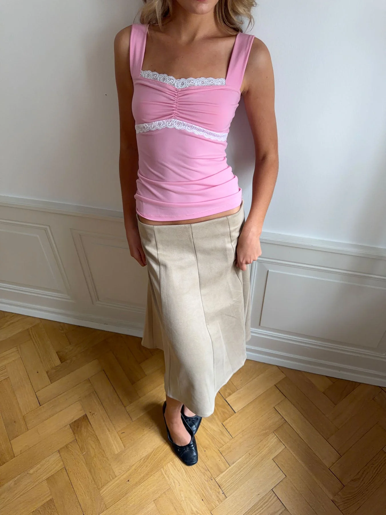 Mandaline top with lace detail - Pink 14 Mandaline top with lace detail - Pink