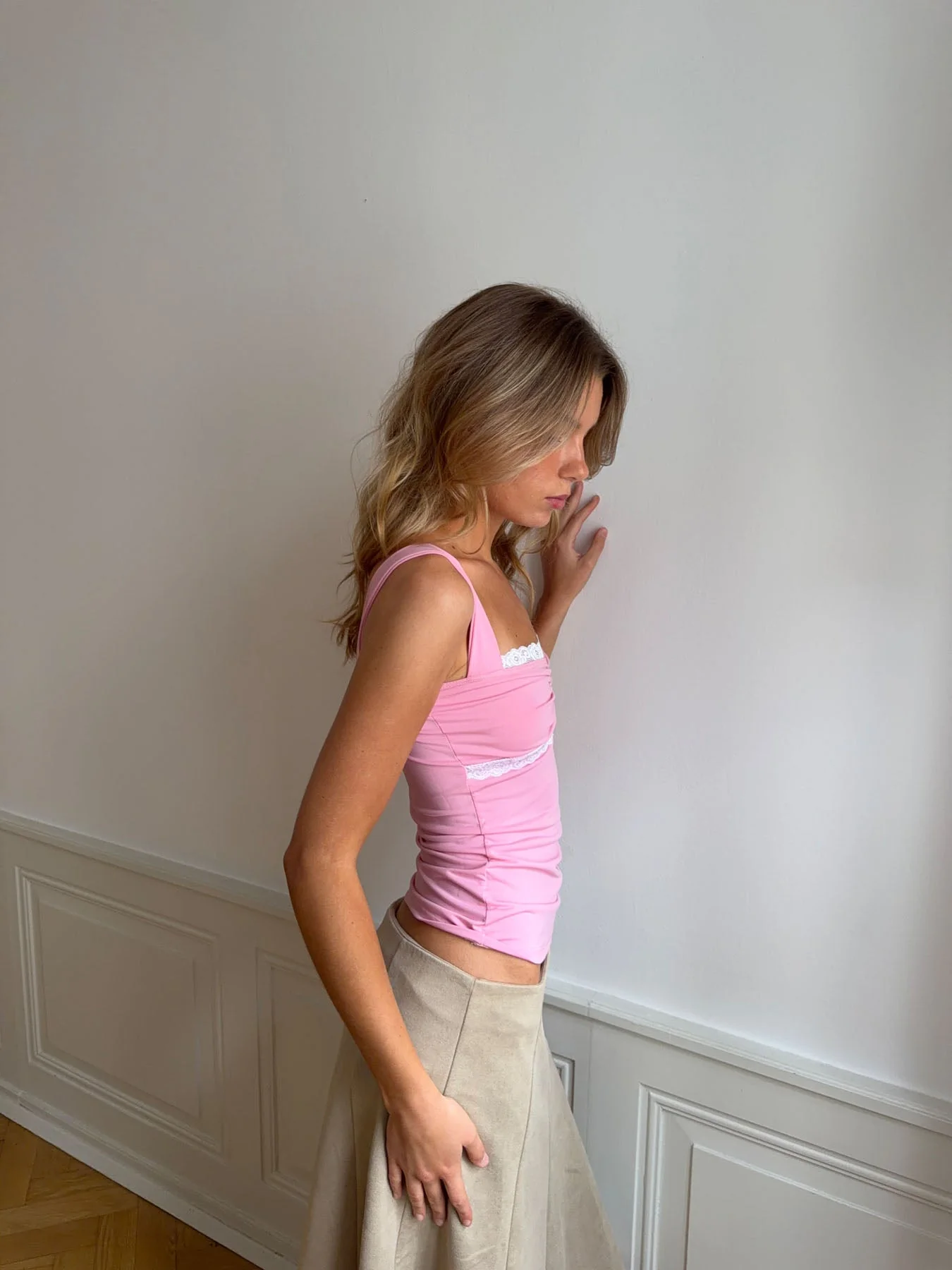 Mandaline top with lace detail - Pink 5 Mandaline top with lace detail - Pink