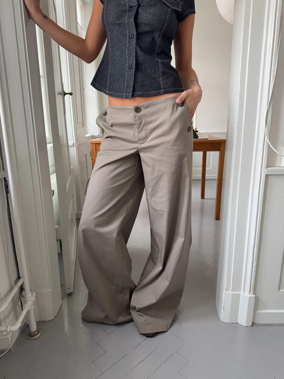 Maxim pants with buttons - Taupe 2 Maxim pants with buttons - Taupe