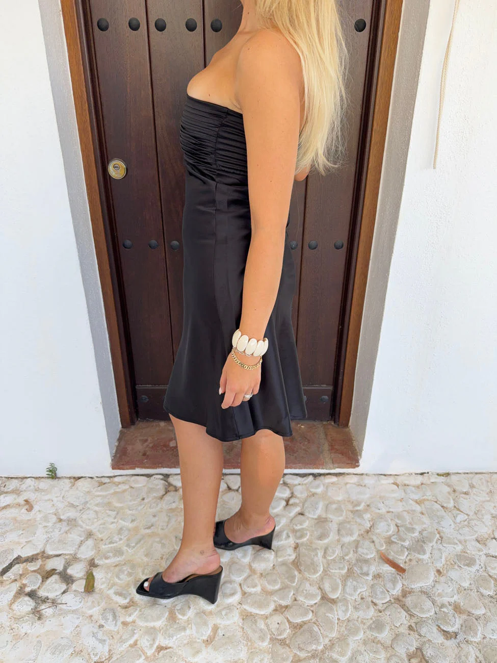 Jane bandeau dress in satin - Black 8 Jane bandeau dress in satin - Black