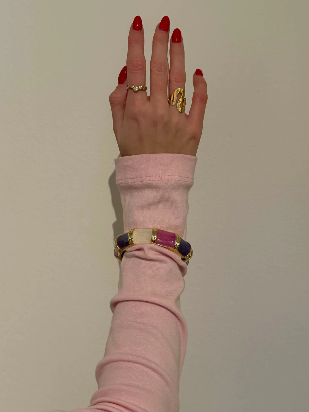 Ebony striped bracelet – Purple/pink/white