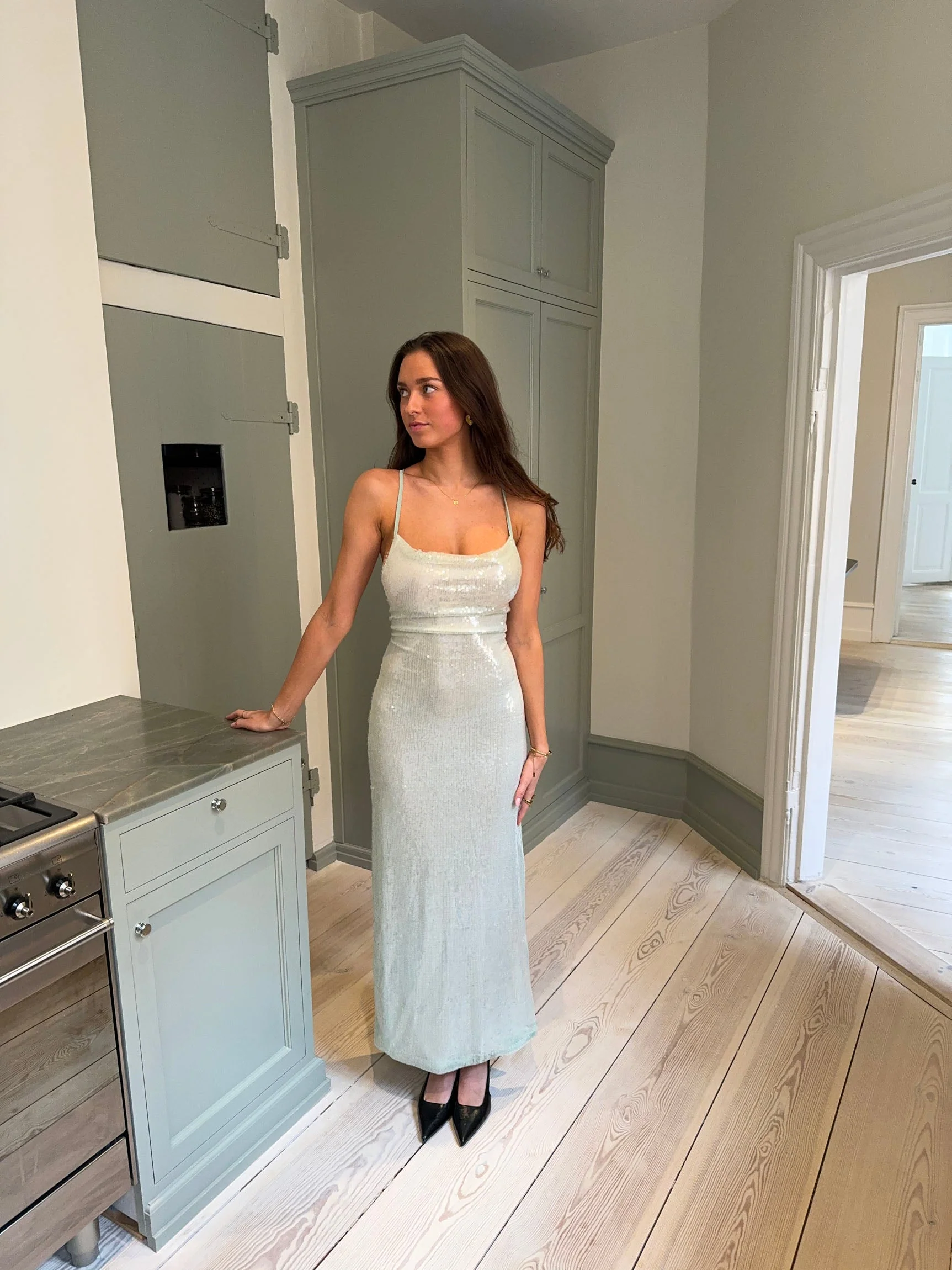 Jullie dress with sequins - Sage green 7 Jullie dress with sequins - Sage green