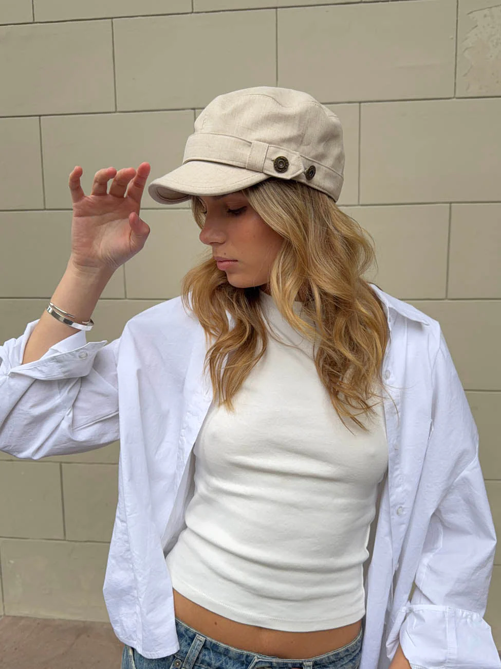 Kammi cap with details - Light beige 1 Kammi cap with details - Light beige