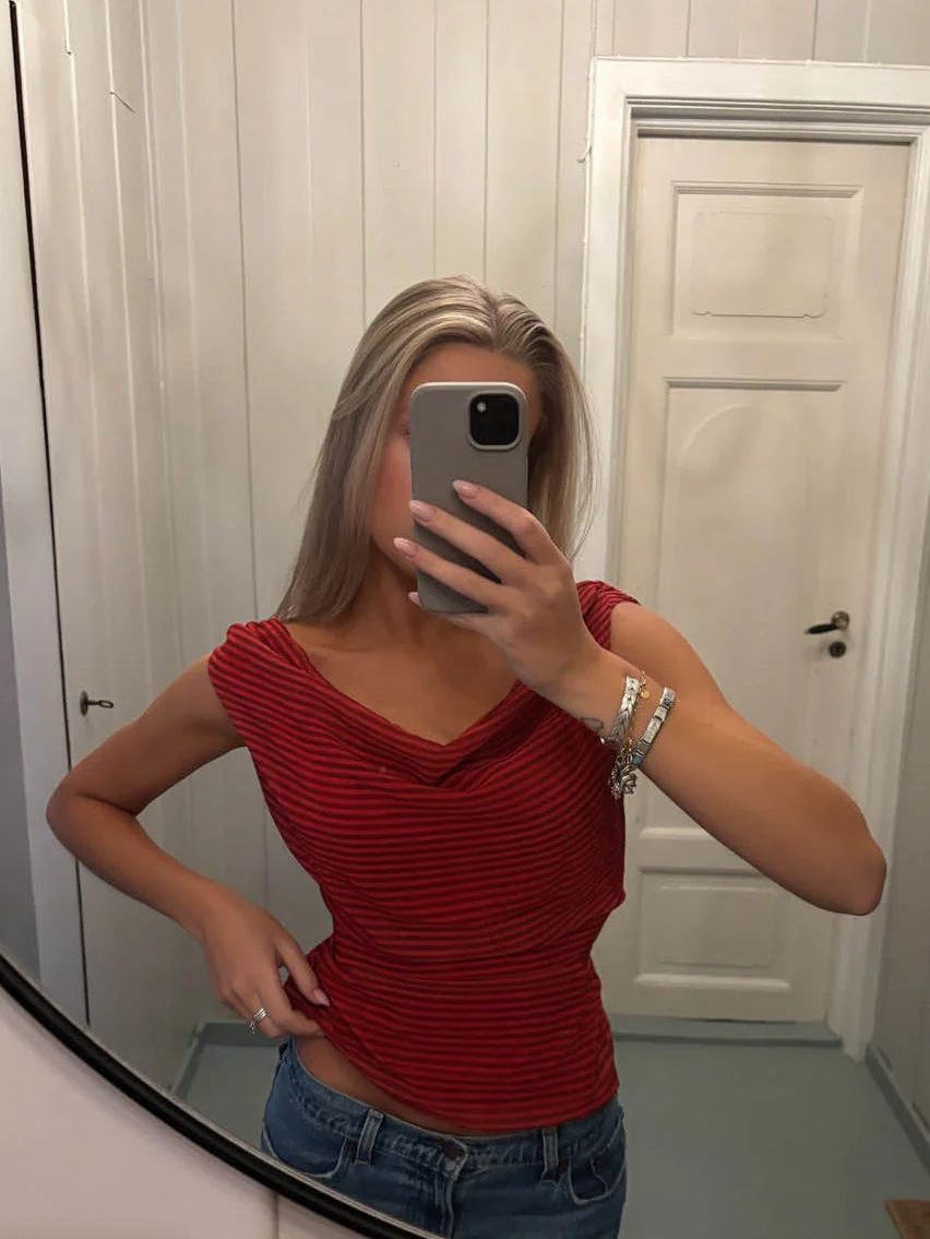Lily top with stripes – Red/bordeaux 5 Lily top with stripes – Red/bordeaux