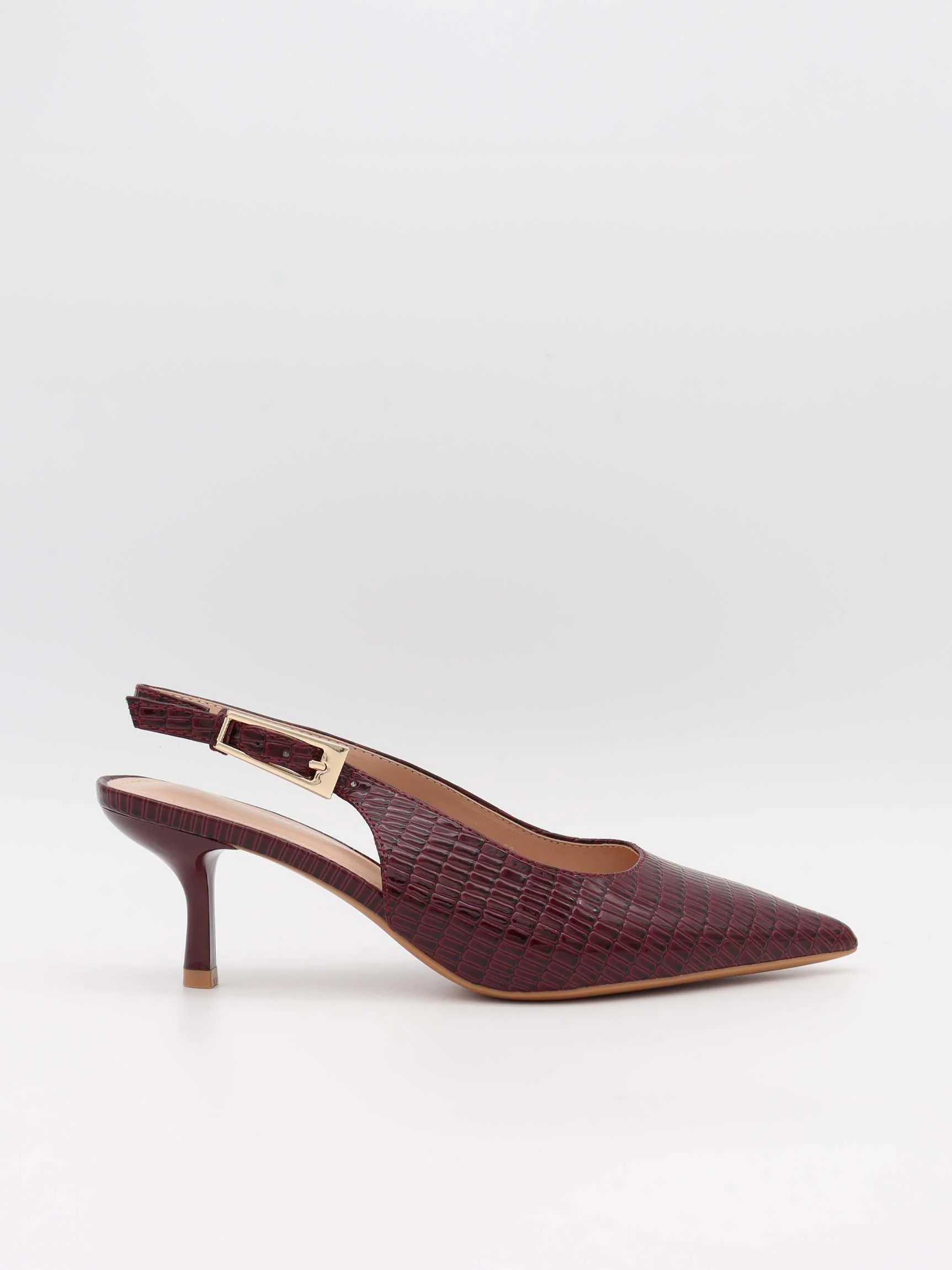 Karline slingback mules with crocodile print – Dark red 1 Karline slingback mules with crocodile print – Dark red
