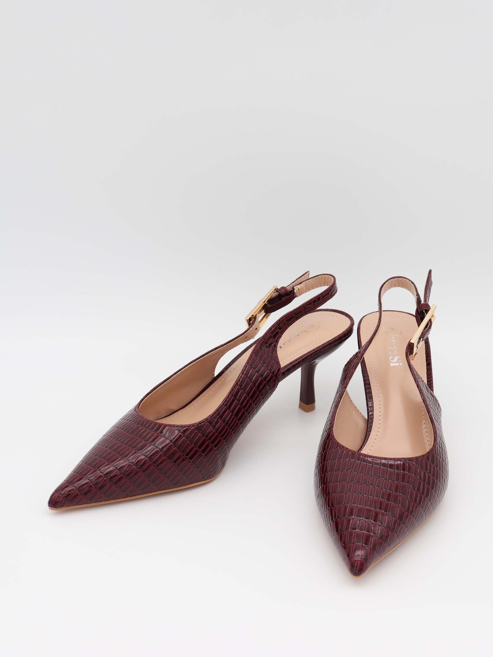 Karline slingback mules with crocodile print – Dark red 4 Karline slingback mules with crocodile print – Dark red