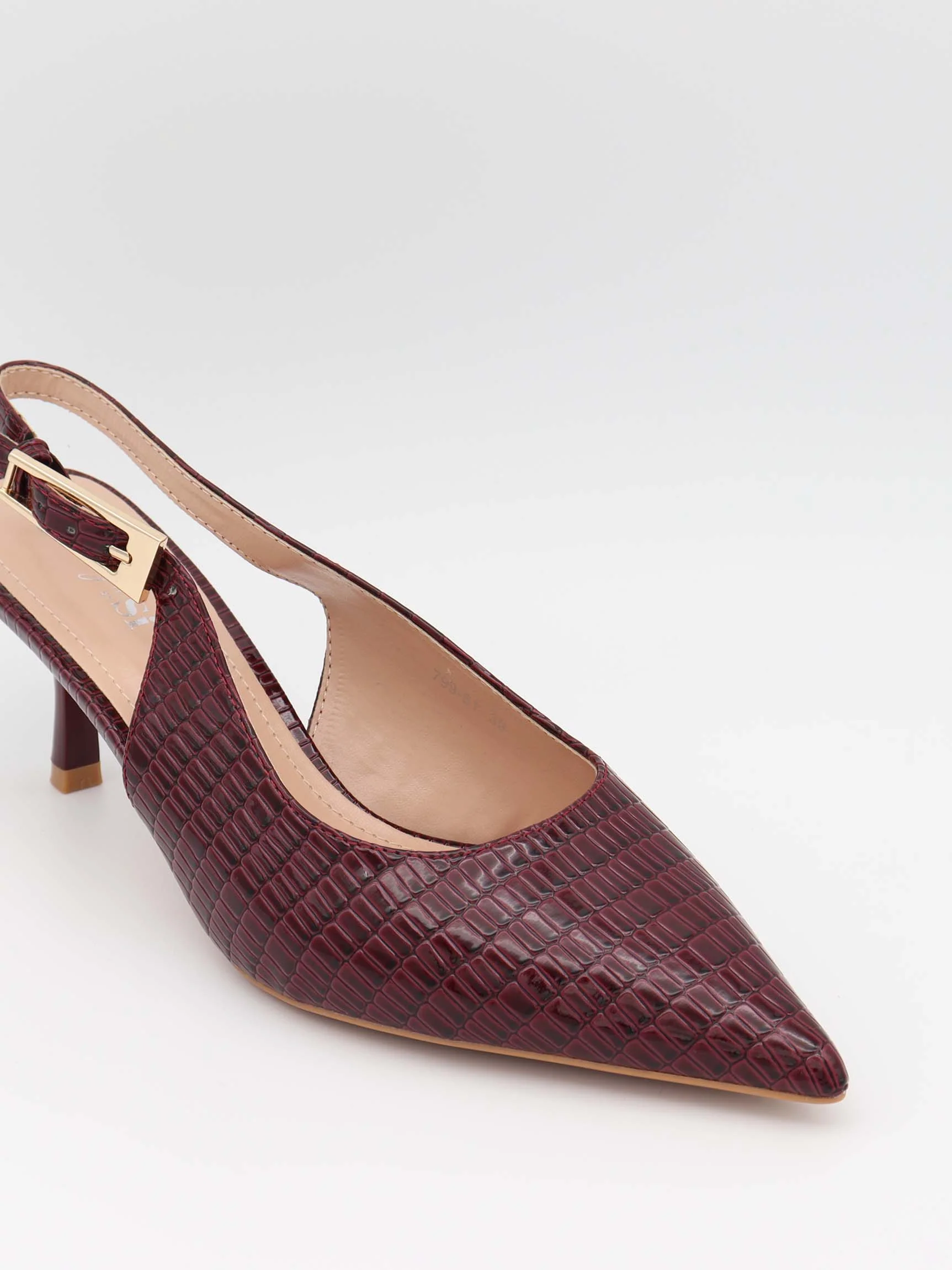 Karline slingback mules with crocodile print – Dark red 5 Karline slingback mules with crocodile print – Dark red