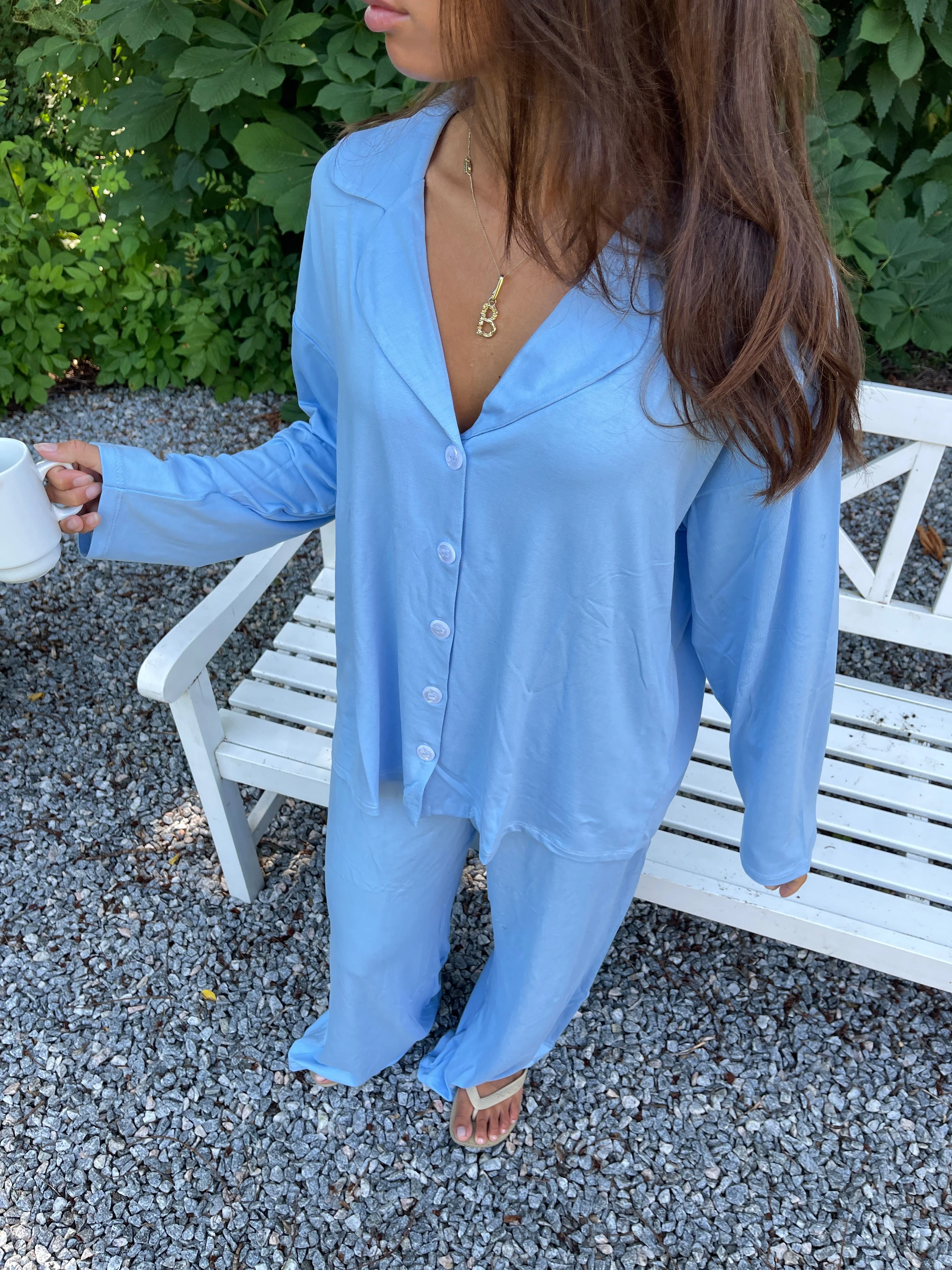 Laura pyjamas shirt - Light blue 2 Laura pyjamas shirt - Light blue