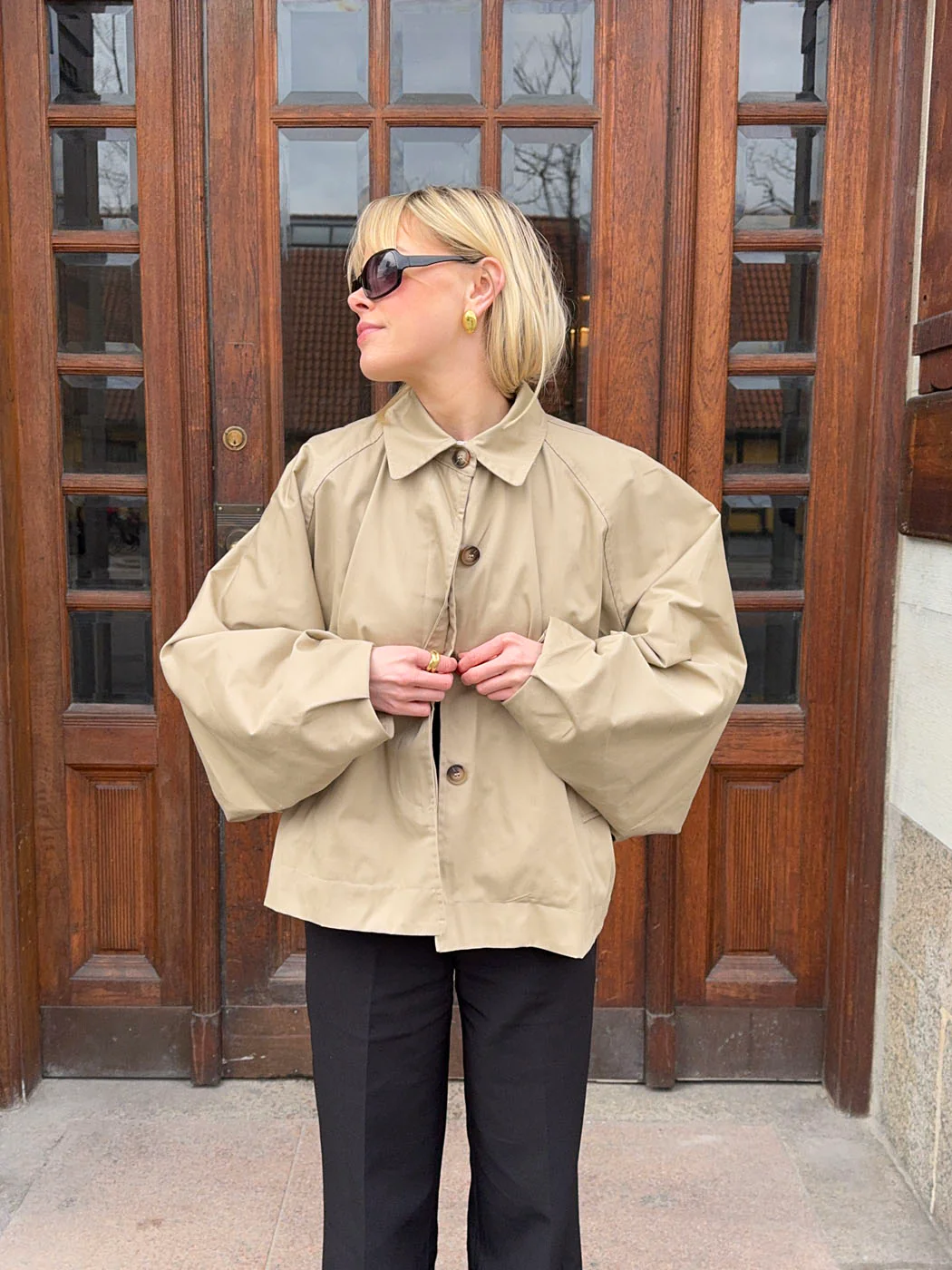 Lenaya jacket with denim back - Beige 1 Lenaya jacket with denim back - Beige
