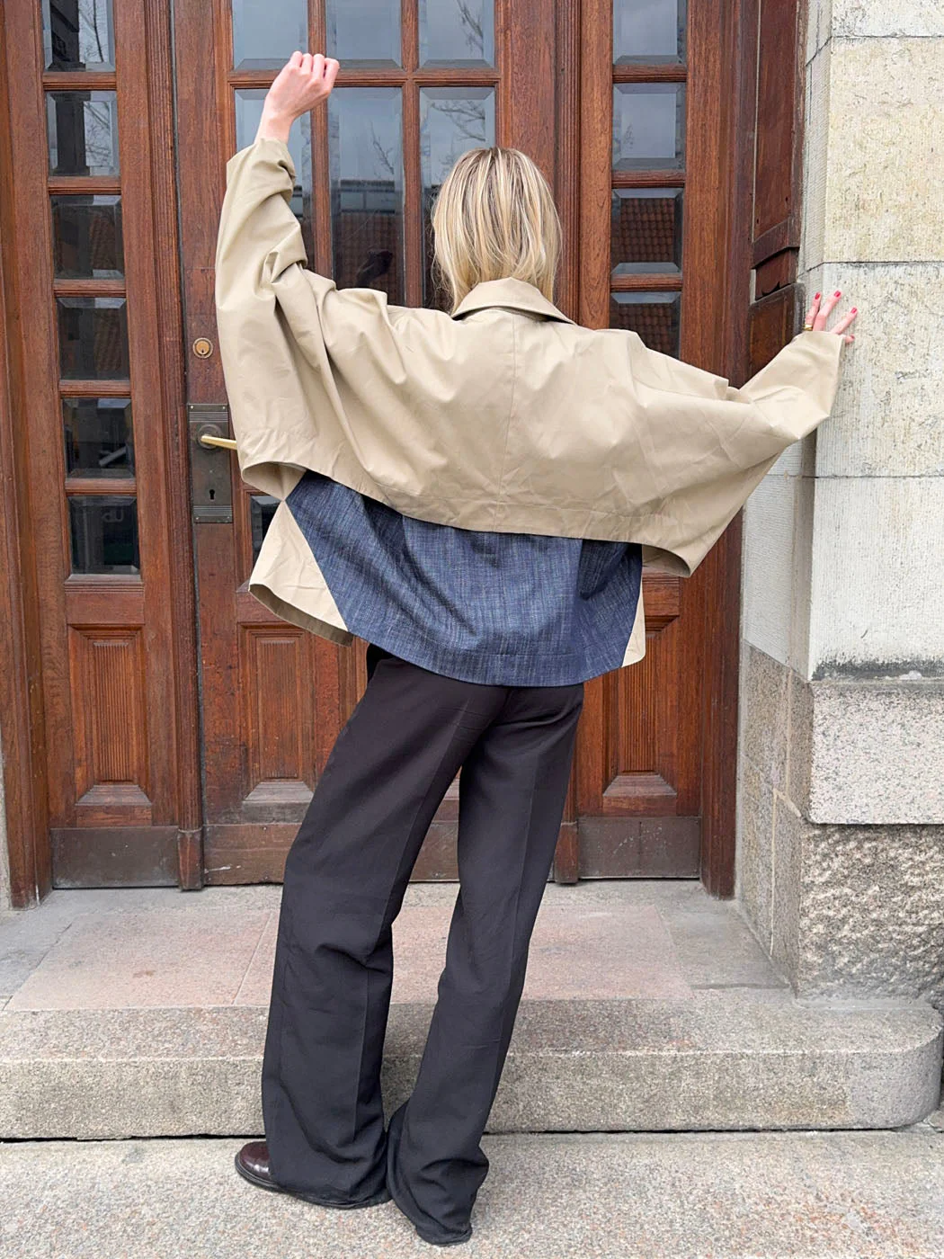 Lenaya jacket with denim back - Beige 2 Lenaya jacket with denim back - Beige