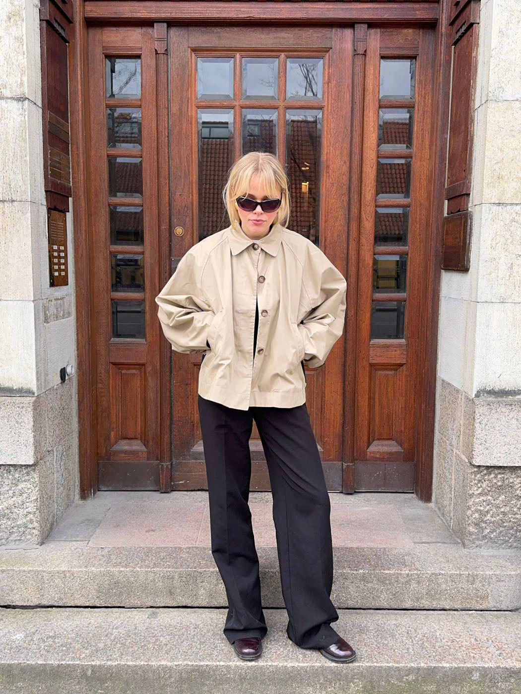 Lenaya jacket with denim back - Beige 9 Lenaya jacket with denim back - Beige