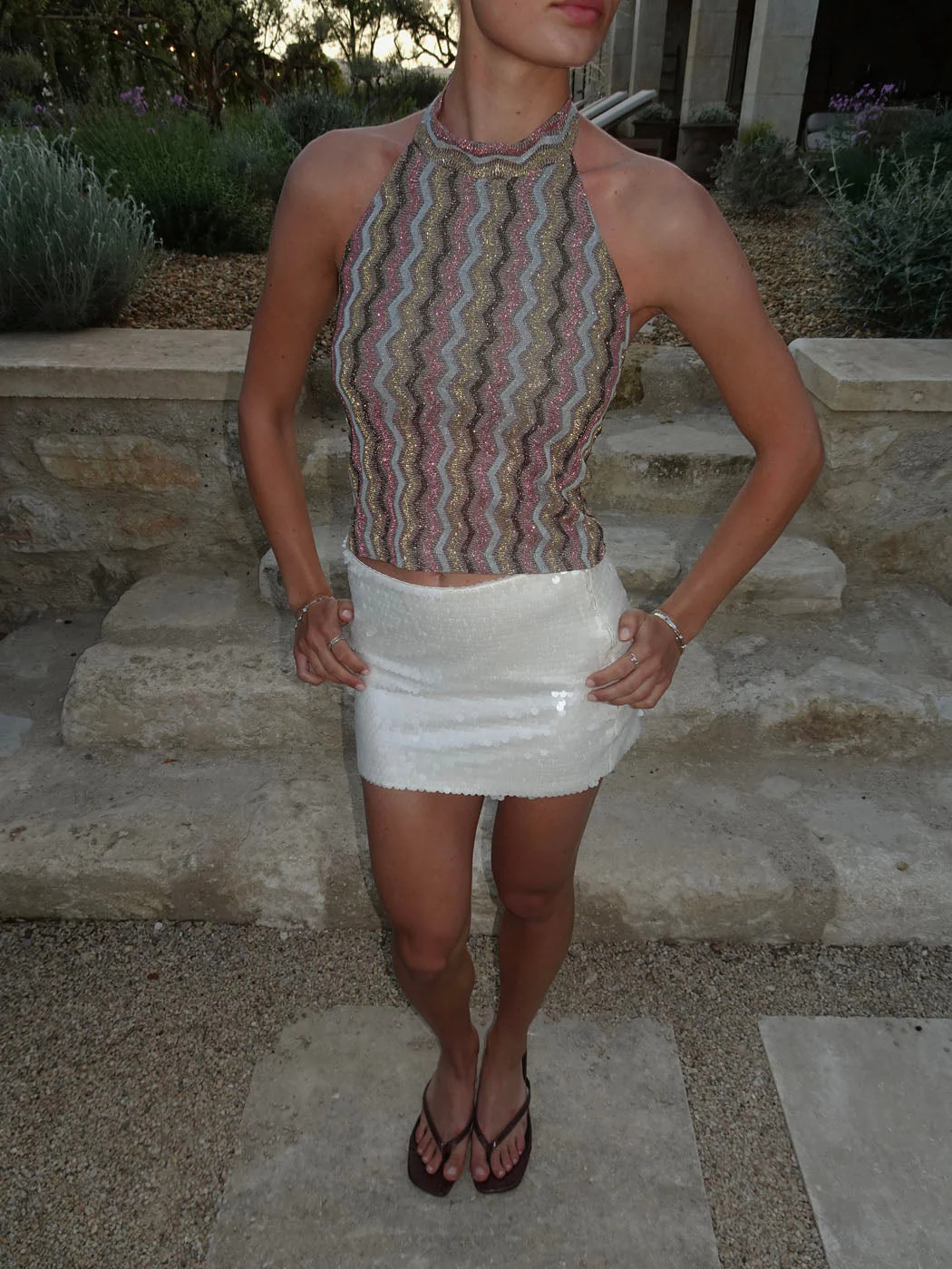 Liah halterneck top with glitter - Multicolored 2 Liah halterneck top with glitter - Multicolored