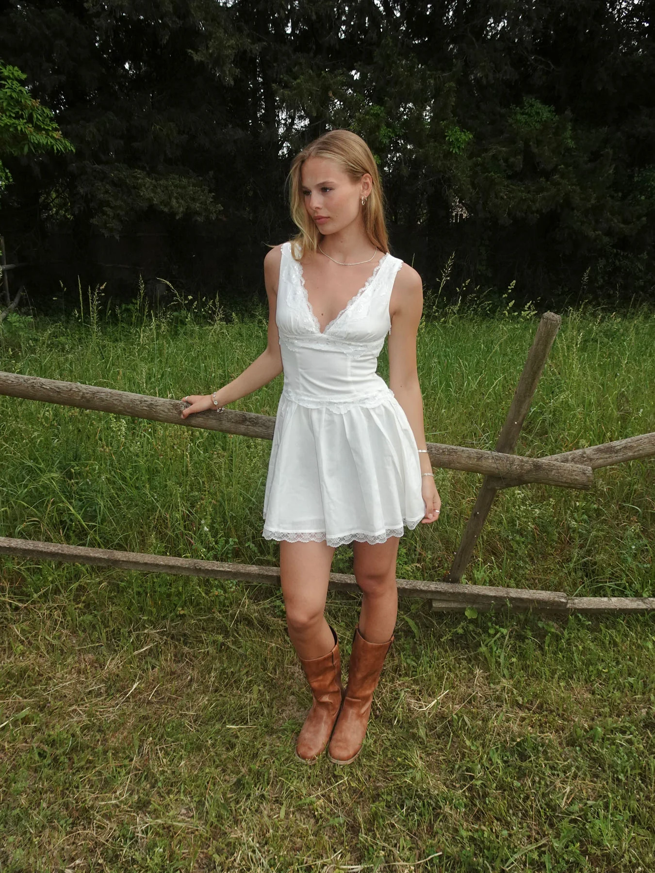 Linoa mini dress with lace - White 1 Linoa mini dress with lace - White