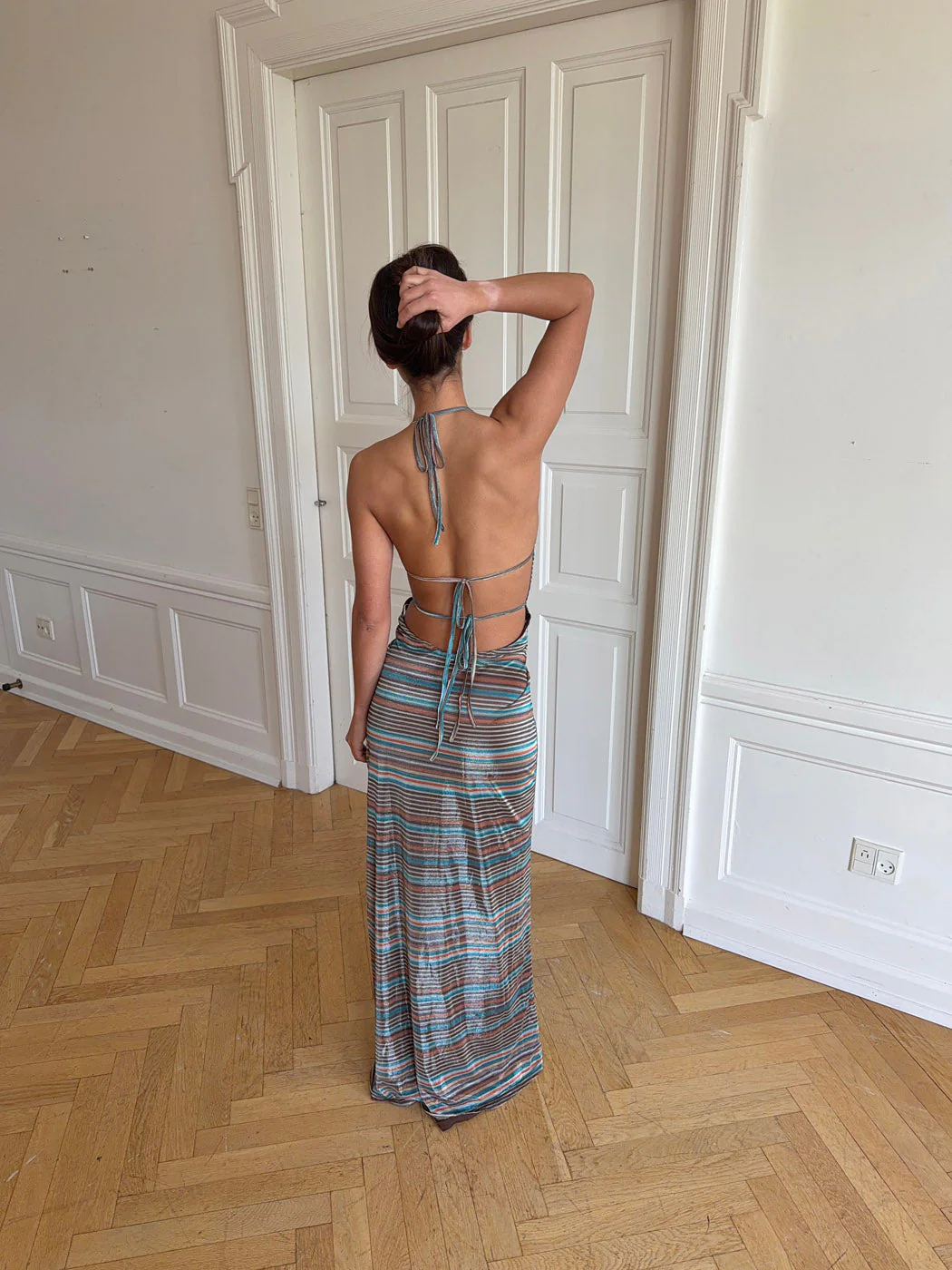 Lolu dress with stripes - Brown/blue/orange 3 Lolu dress with stripes - Brown/blue/orange