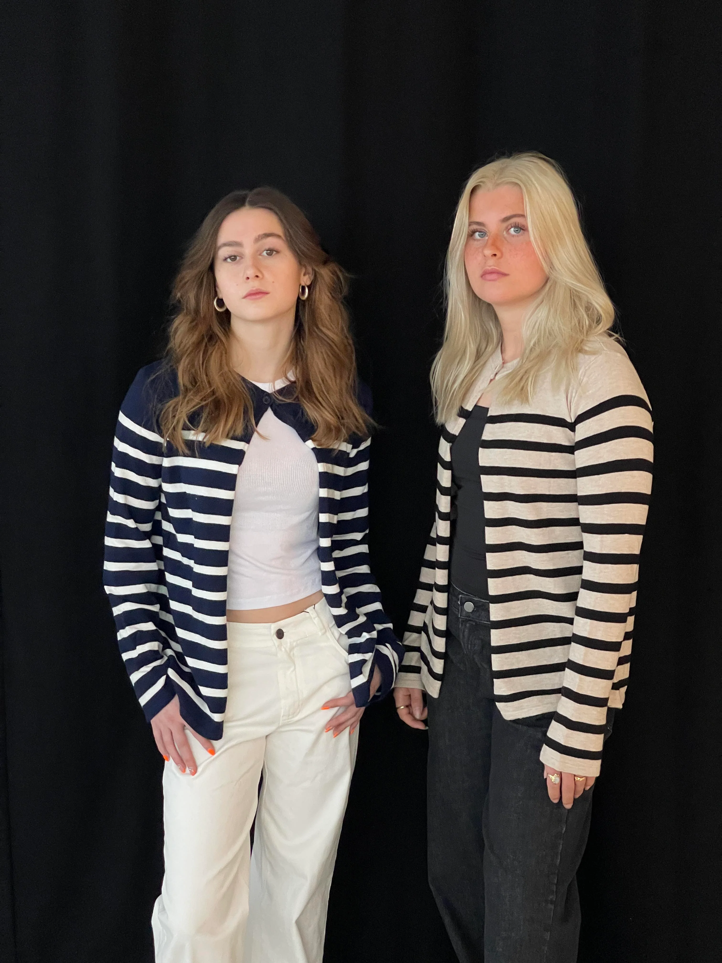 Xenia cardigan with stripes - Navy/white 2 Xenia cardigan with stripes - Navy/white