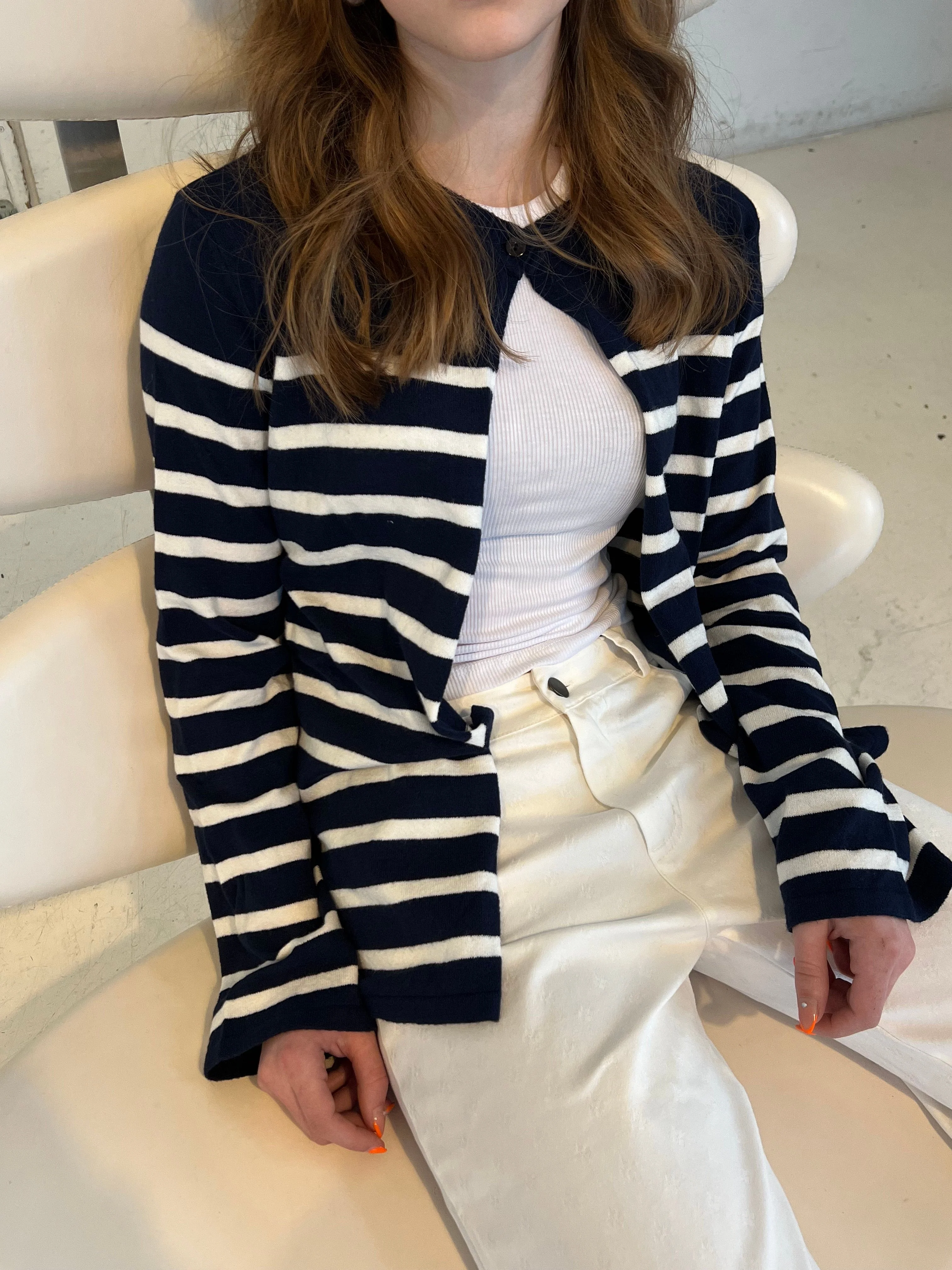 Xenia cardigan with stripes - Navy/white 6 Xenia cardigan with stripes - Navy/white