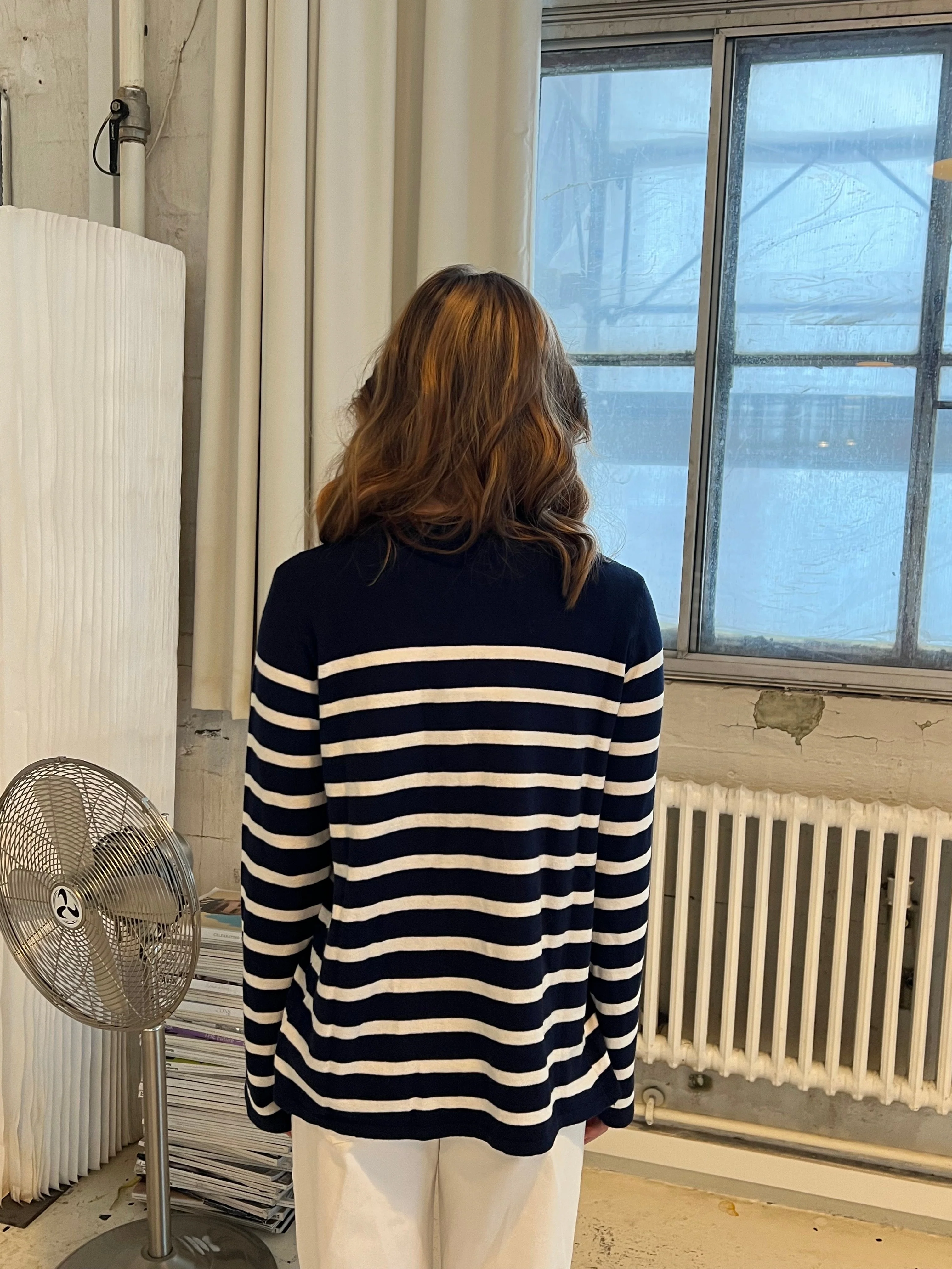 Xenia cardigan with stripes - Navy/white 9 Xenia cardigan with stripes - Navy/white