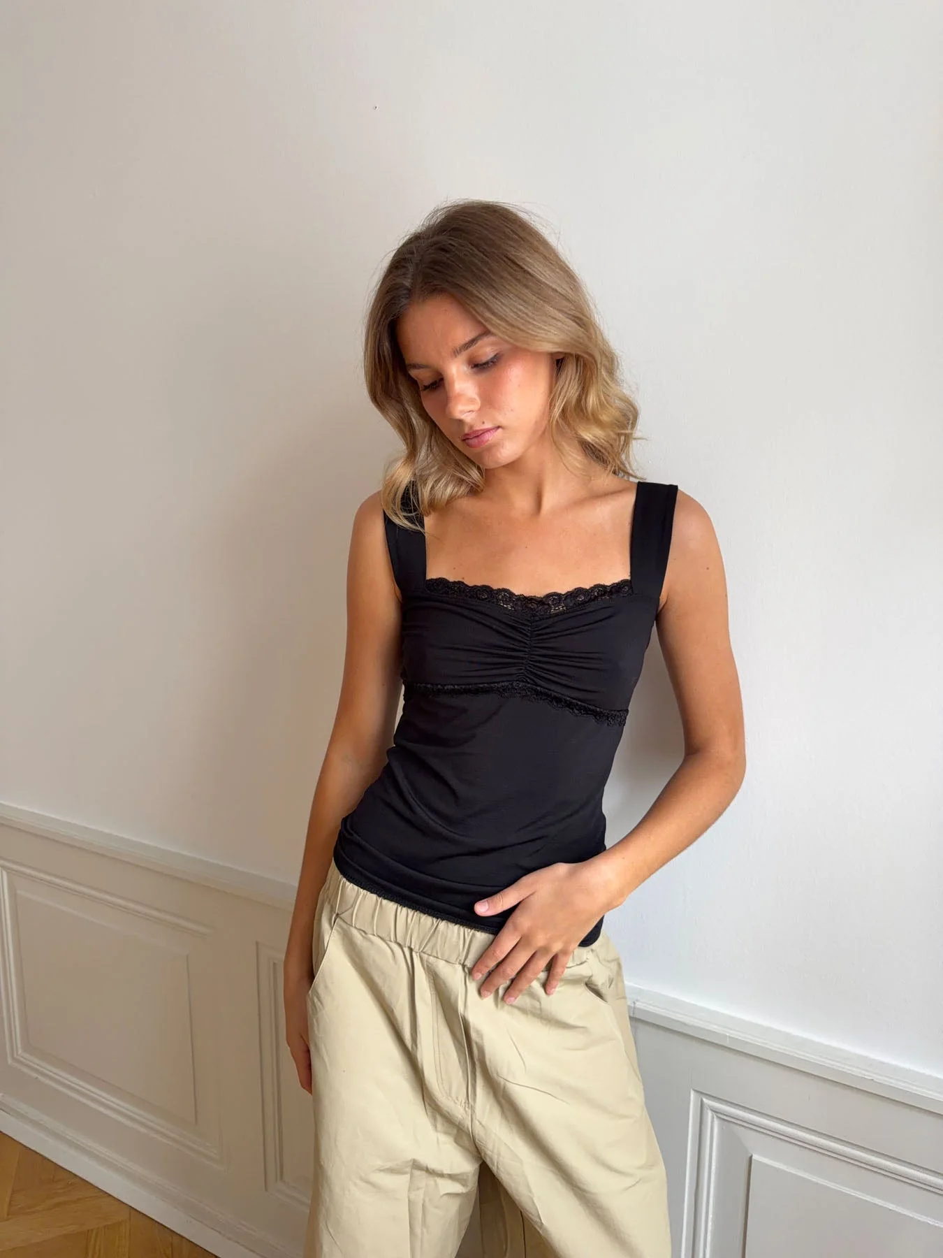 Mandaline top with lace detail - Black 4 Mandaline top with lace detail - Black