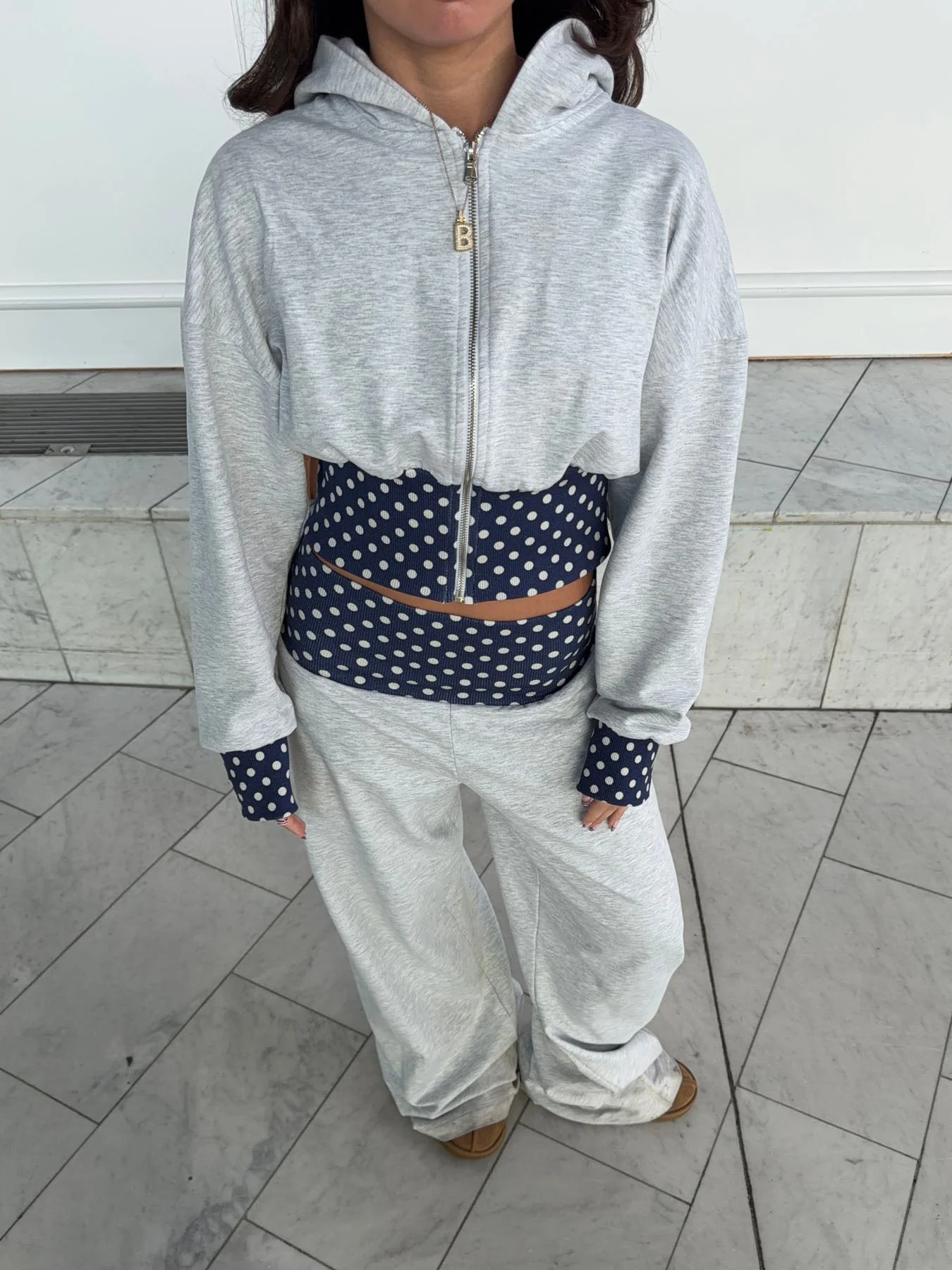 May hoodie with polka dots - Grey/navy/white 12 May hoodie with polka dots - Grey/navy/white