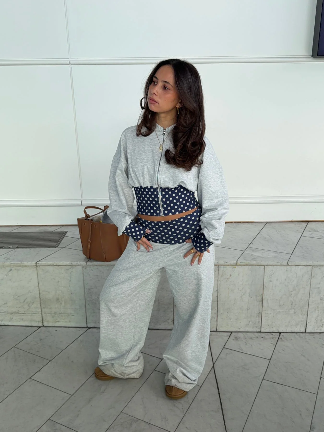 May hoodie with polka dots - Grey/navy/white 5 May hoodie with polka dots - Grey/navy/white