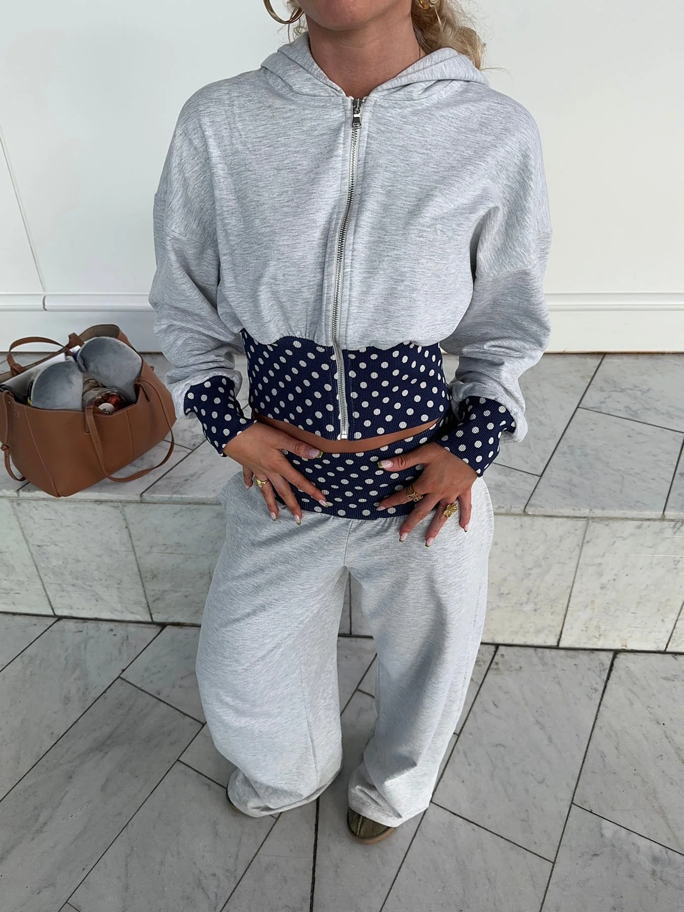 May hoodie with polka dots - Grey/navy/white 7 May hoodie with polka dots - Grey/navy/white