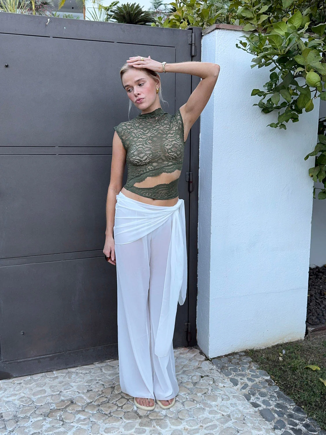 Marisole top in lace - Khaki 2 Marisole top in lace - Khaki