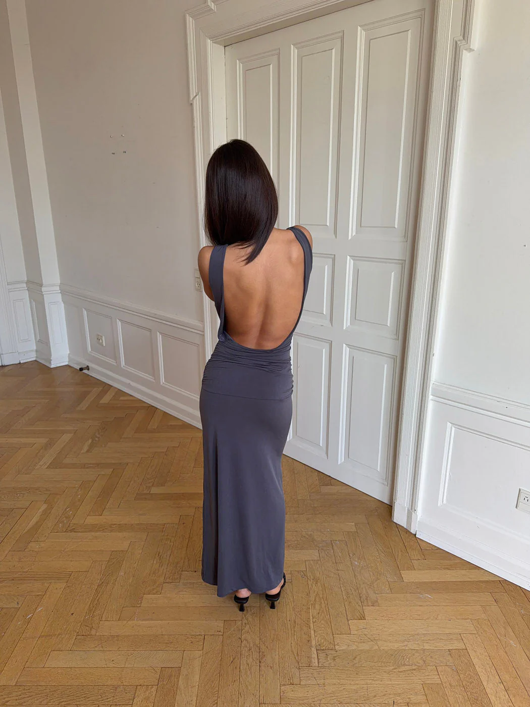 Mia dress with tie detail - Grey 3 Mia dress with tie detail - Grey