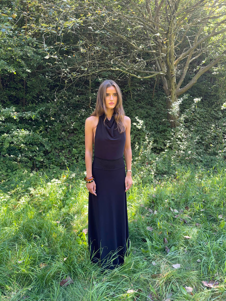 Skyla maxi dress with open back - Black 7 Skyla maxi dress with open back - Black
