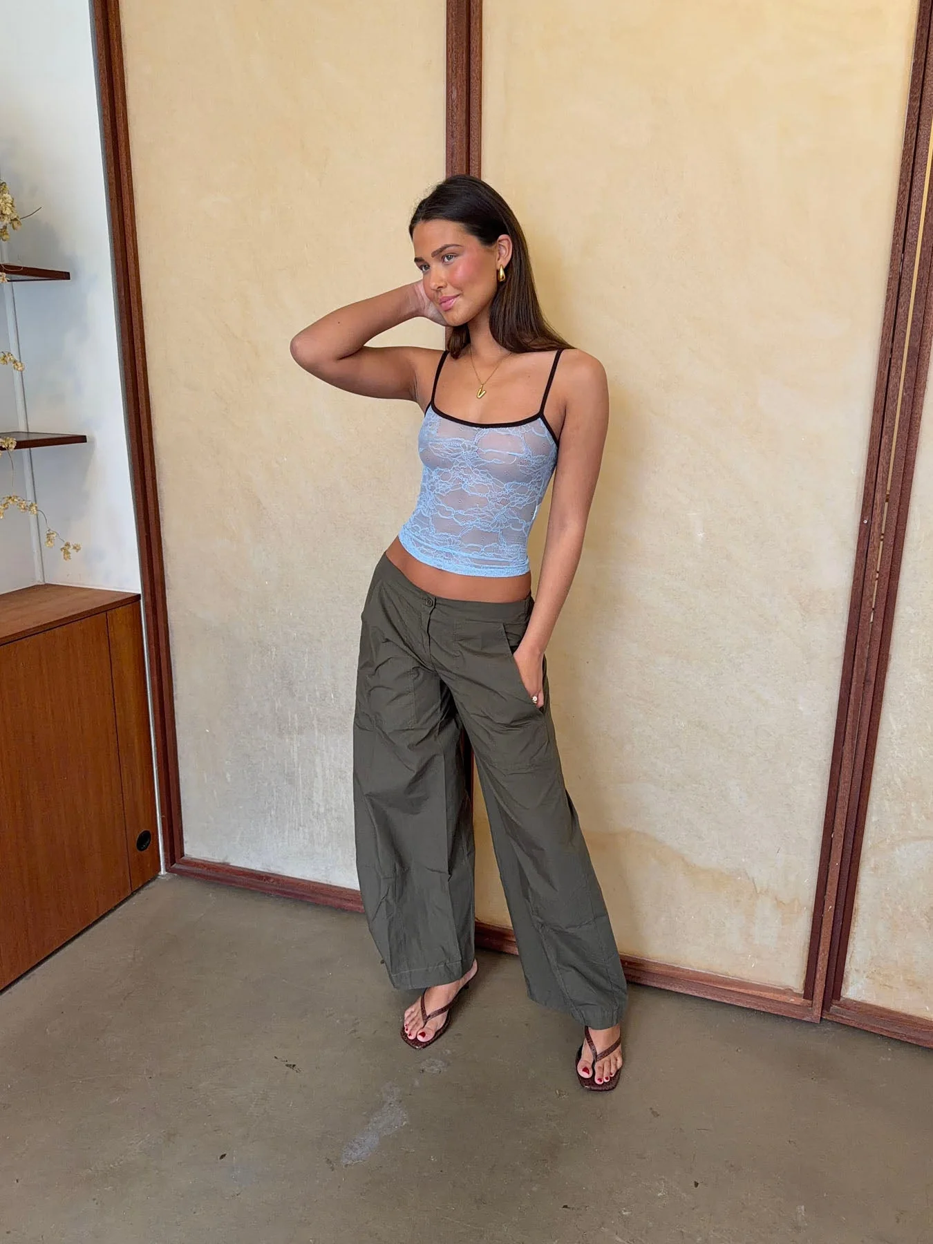 Nadja top with lace - Blue/brown 15 Nadja top with lace - Blue/brown