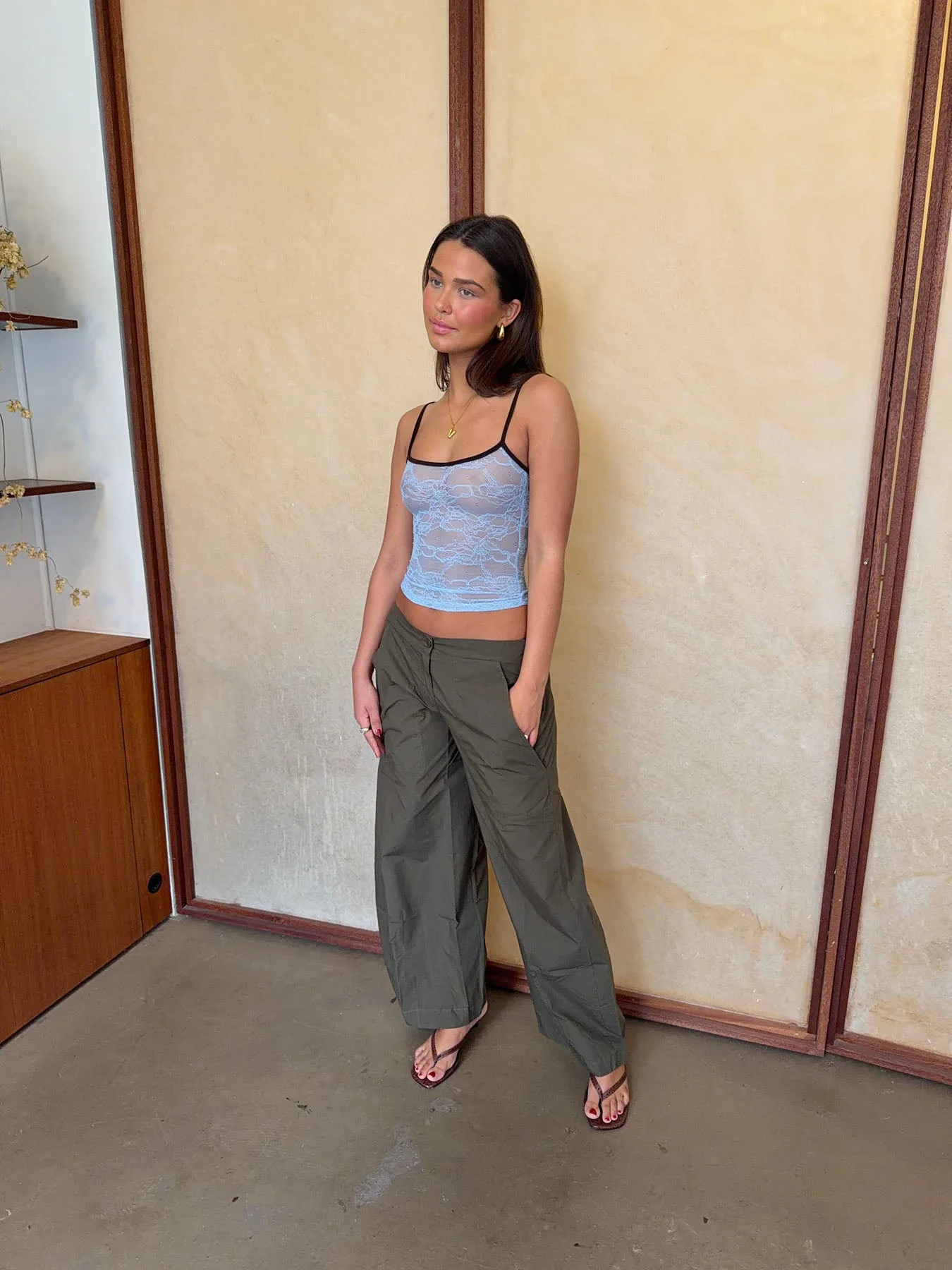 Nadja top with lace - Blue/brown 9 Nadja top with lace - Blue/brown