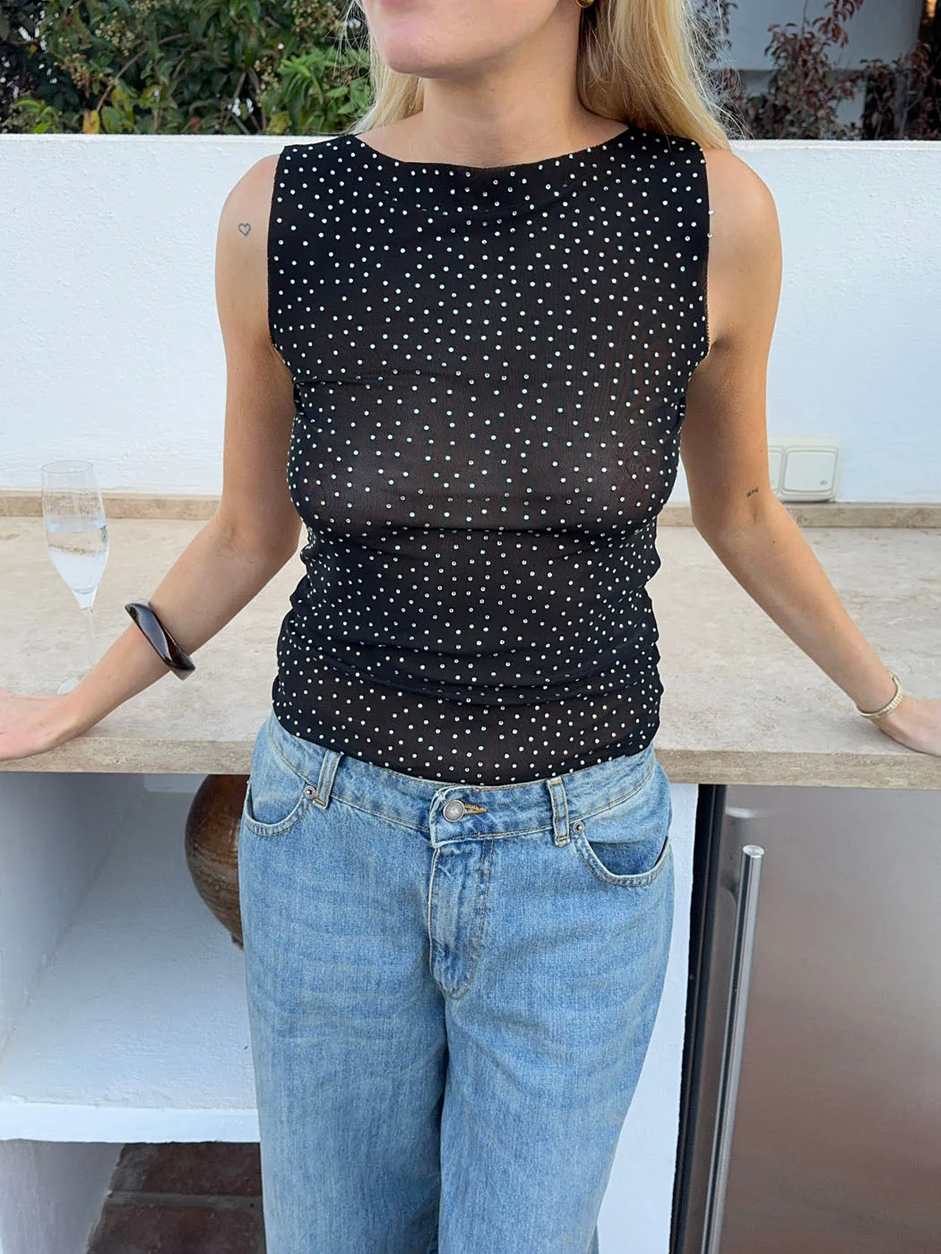 Natasja top with rhinestones – Black 3 Natasja top with rhinestones – Black