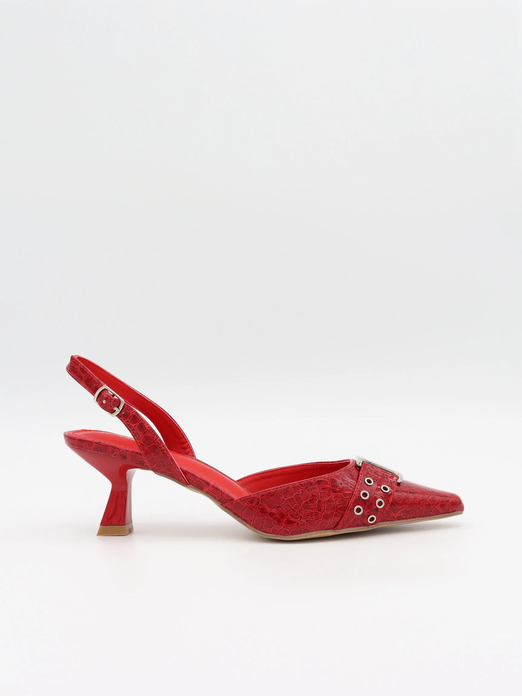 Nida slingback stilettos with buckle – Red 2 Nida slingback stilettos with buckle – Red