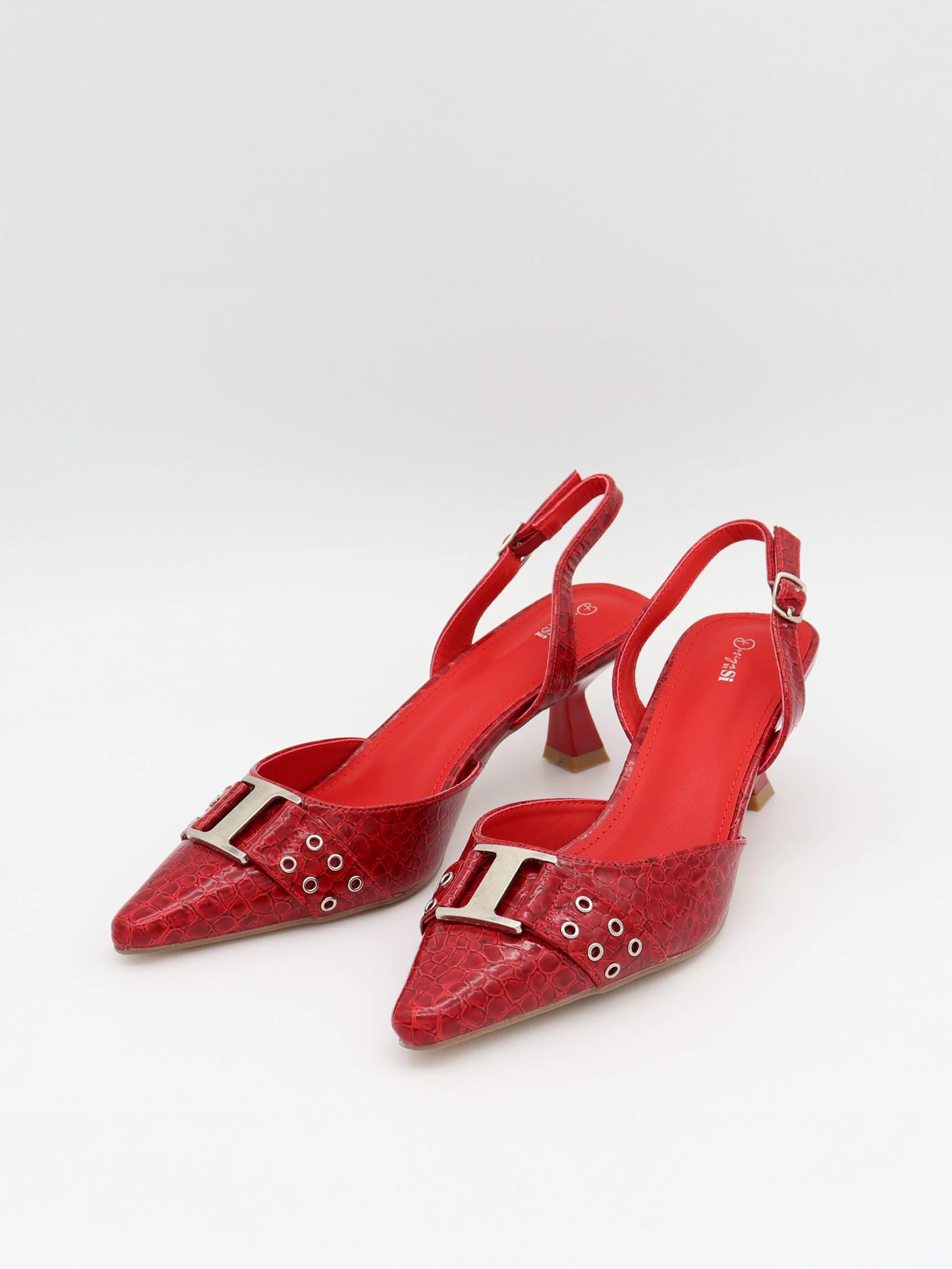 Nida slingback stilettos with buckle – Red 5 Nida slingback stilettos with buckle – Red