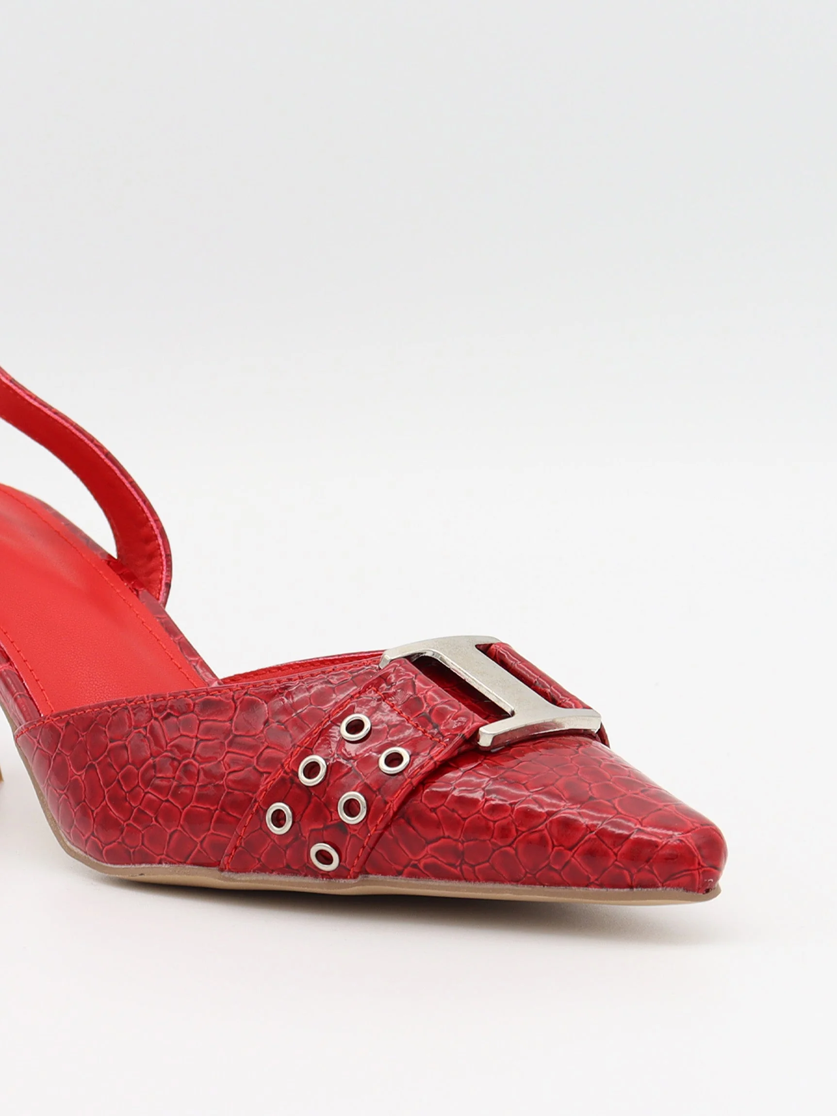 Nida slingback stilettos with buckle – Red 6 Nida slingback stilettos with buckle – Red