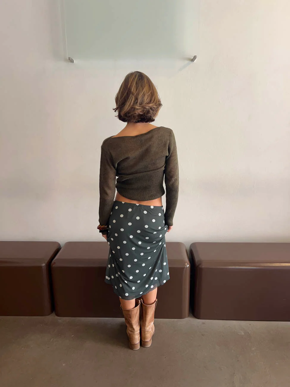 Nielsine mesh skirt with polka dots - Khaki/white 3 Nielsine mesh skirt with polka dots - Khaki/white
