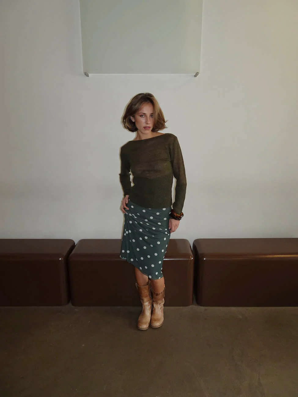 Nielsine mesh skirt with polka dots - Khaki/white 5 Nielsine mesh skirt with polka dots - Khaki/white
