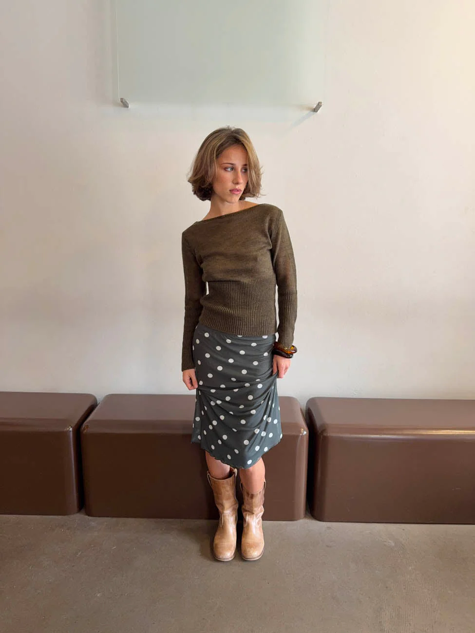 Nielsine mesh skirt with polka dots - Khaki/white 7 Nielsine mesh skirt with polka dots - Khaki/white