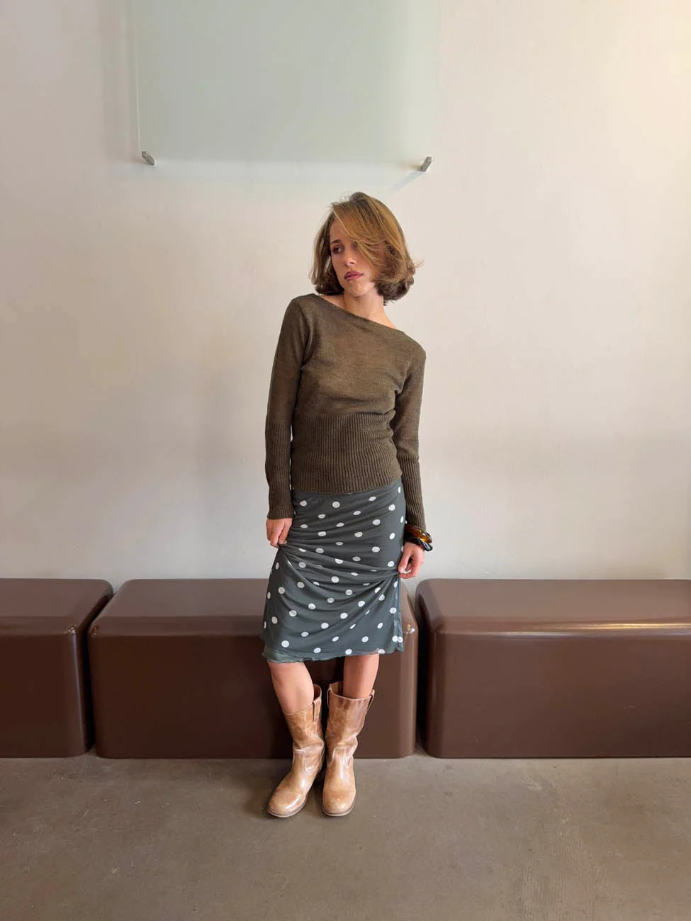 Nielsine mesh skirt with polka dots - Khaki/white 8 Nielsine mesh skirt with polka dots - Khaki/white