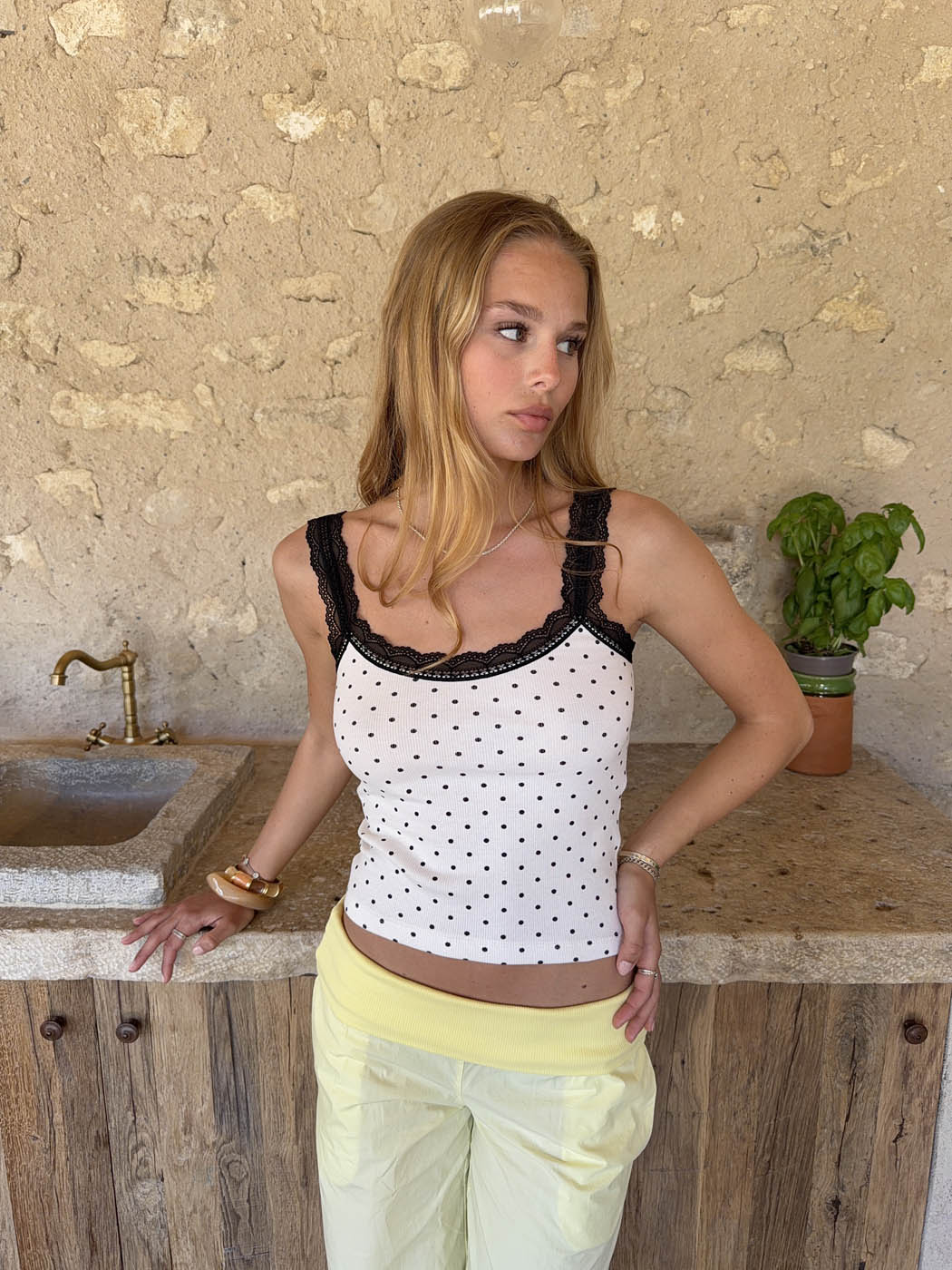 Paulina top with dots - White/black 10 Paulina top with dots - White/black