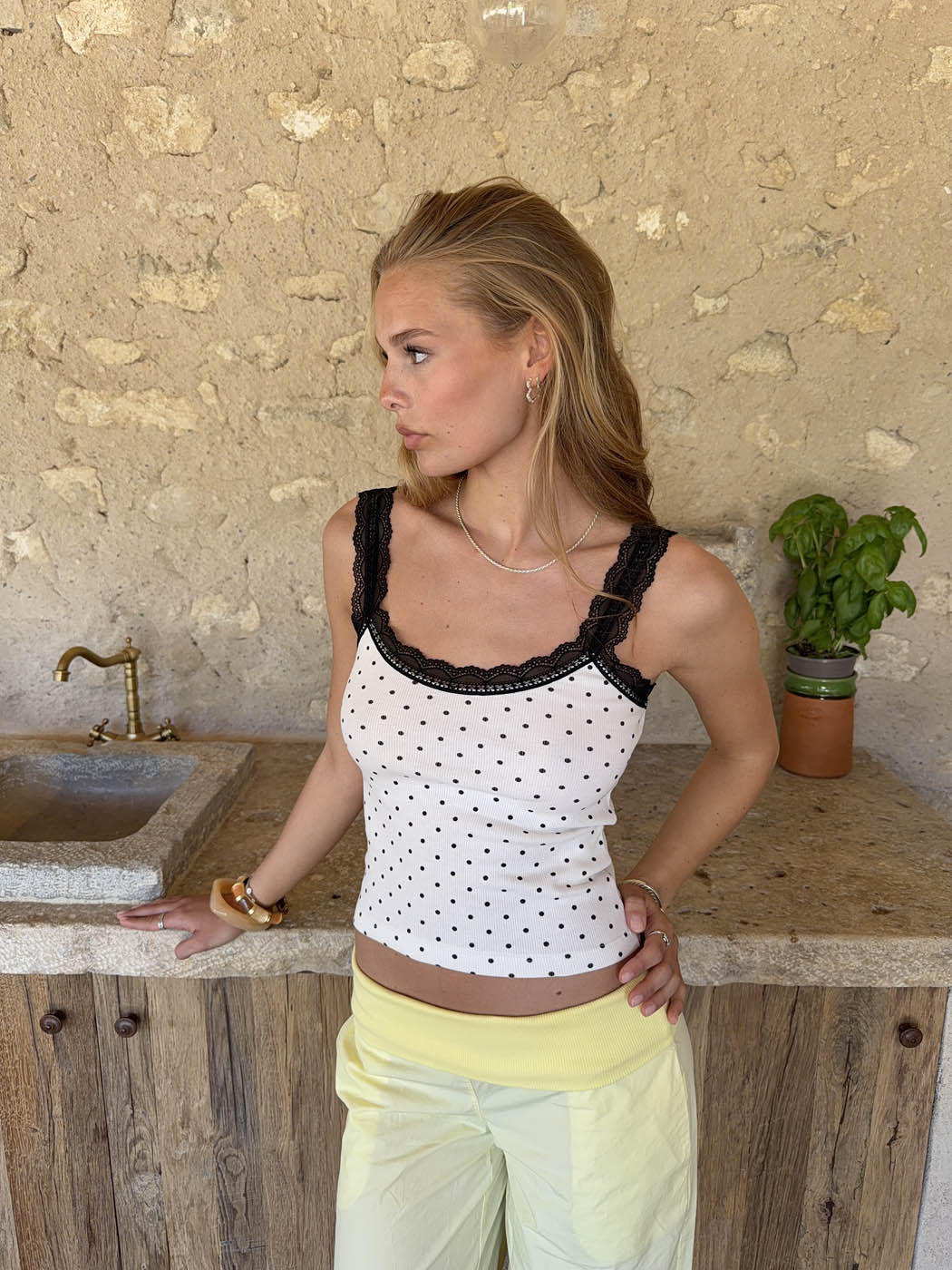 Paulina top with dots - White/black 5 Paulina top with dots - White/black