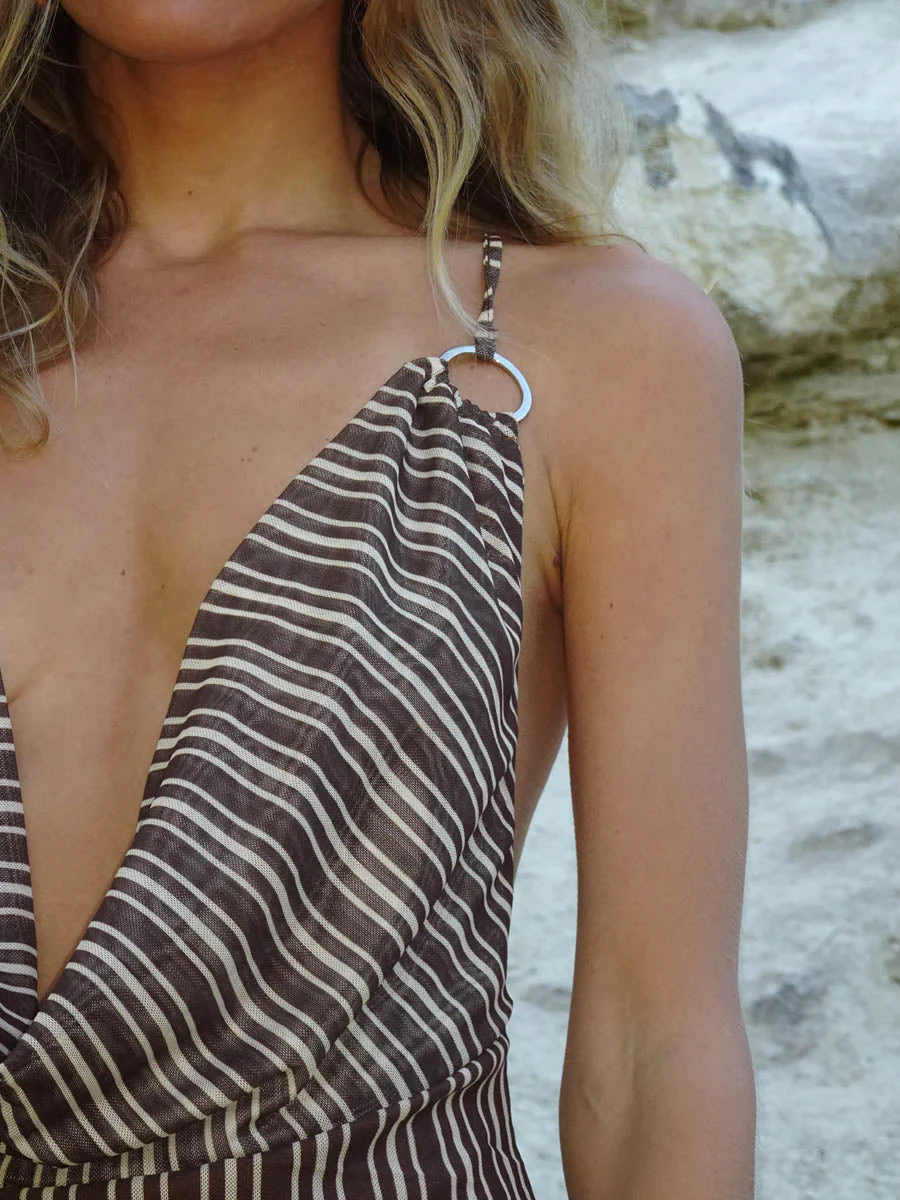 Sabi mesh dress with stripes - Brown/beige 9 Sabi mesh dress with stripes - Brown/beige