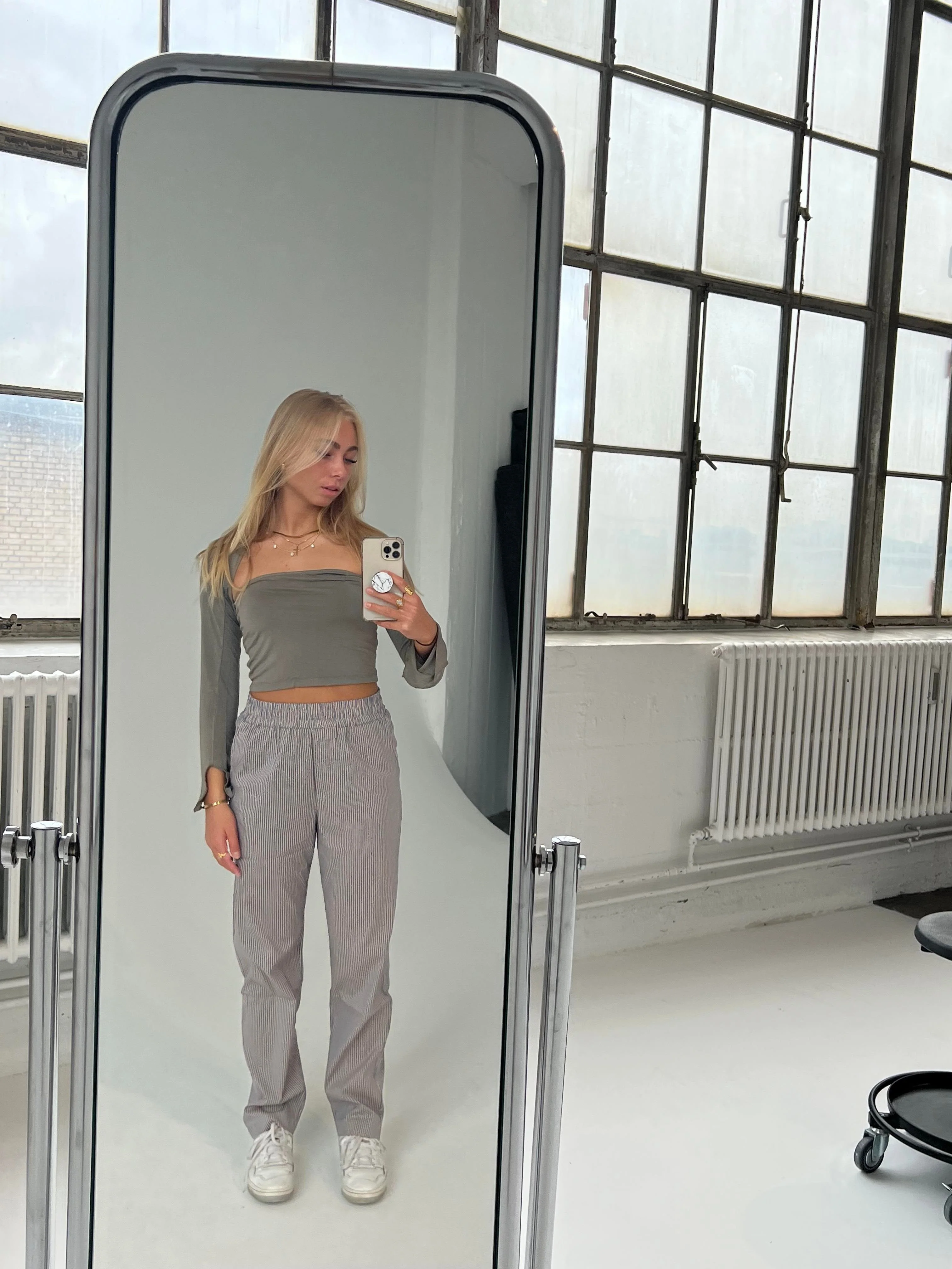 Zuri pants with stripes - Blue/beige