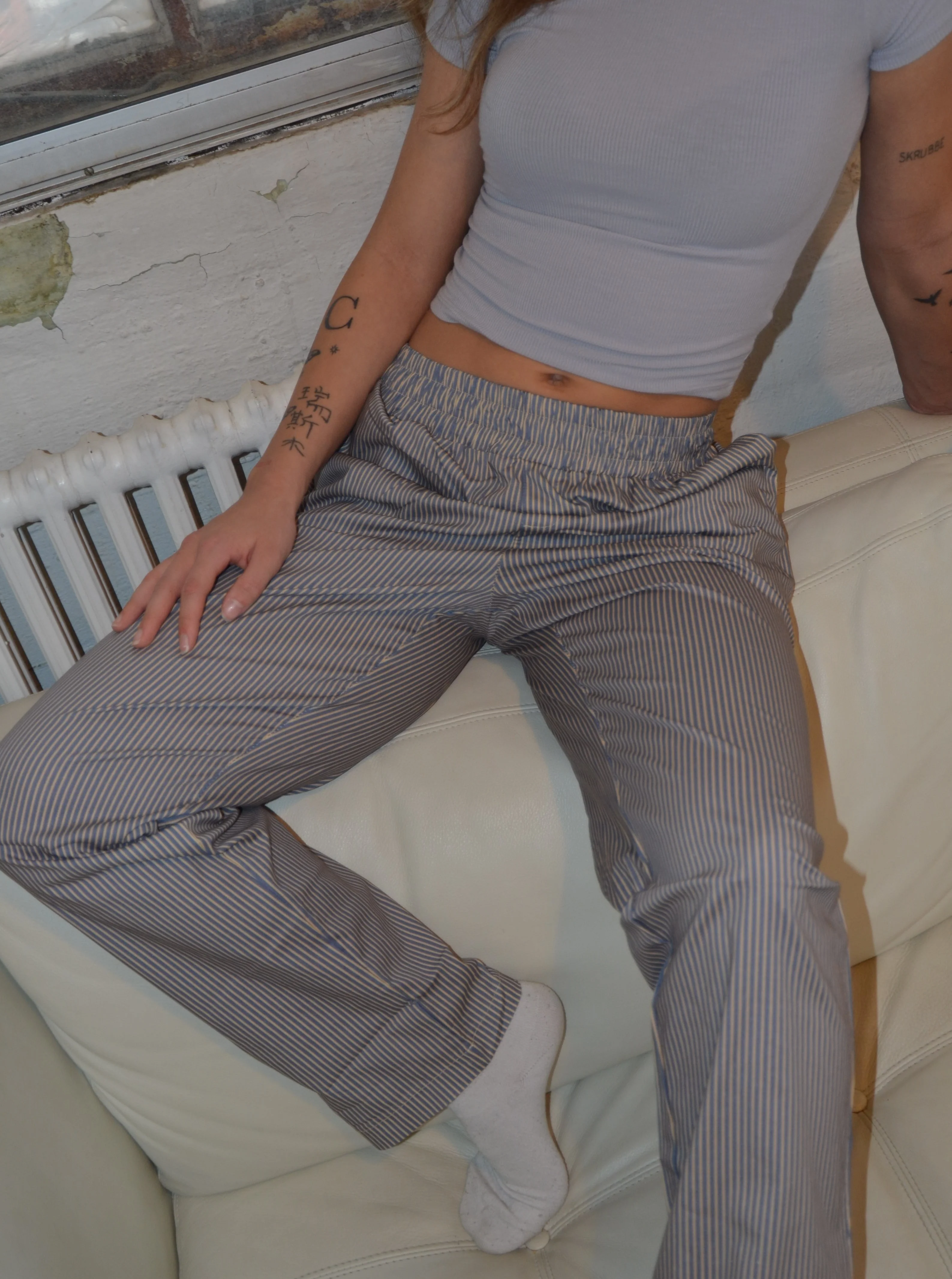 Zuri pants with stripes - Blue/beige 7 Zuri pants with stripes - Blue/beige